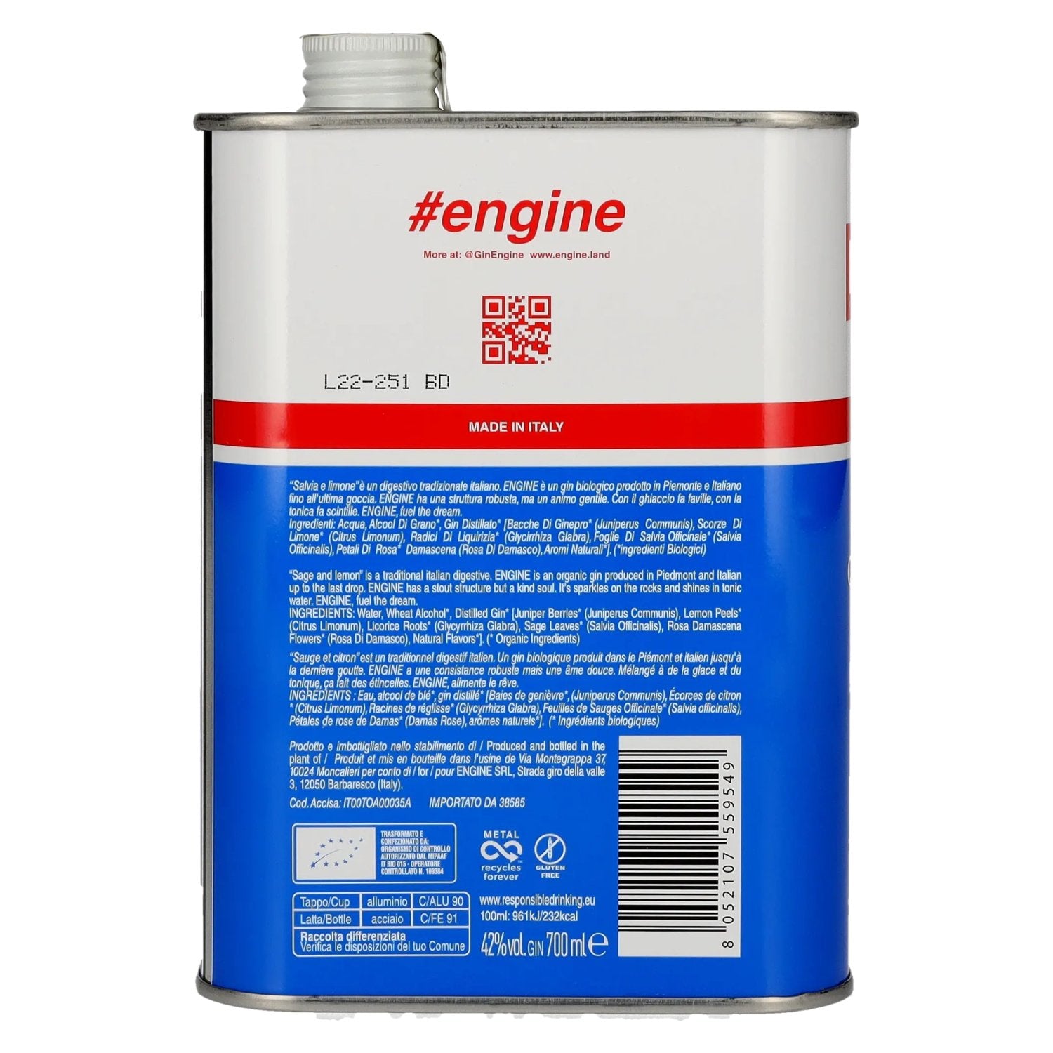 ENGINE Organic Italian Gin 42% Vol. 0.7l