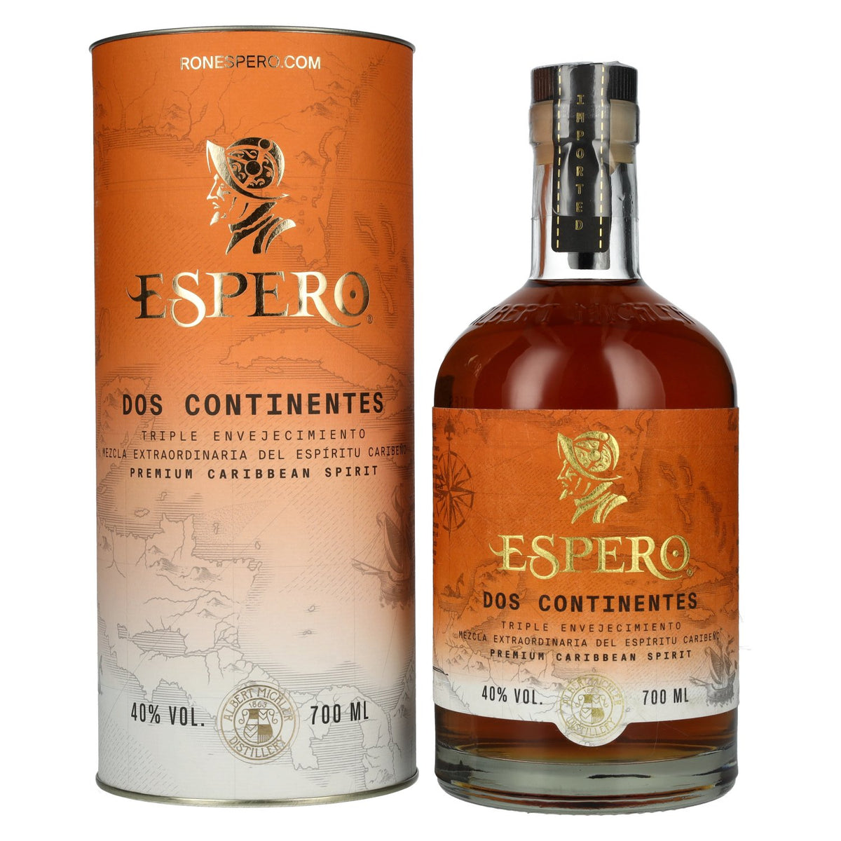 Ron Espero Dos Continentes Premium Caribbean Spirit 40% Vol. 0.7l in gift box