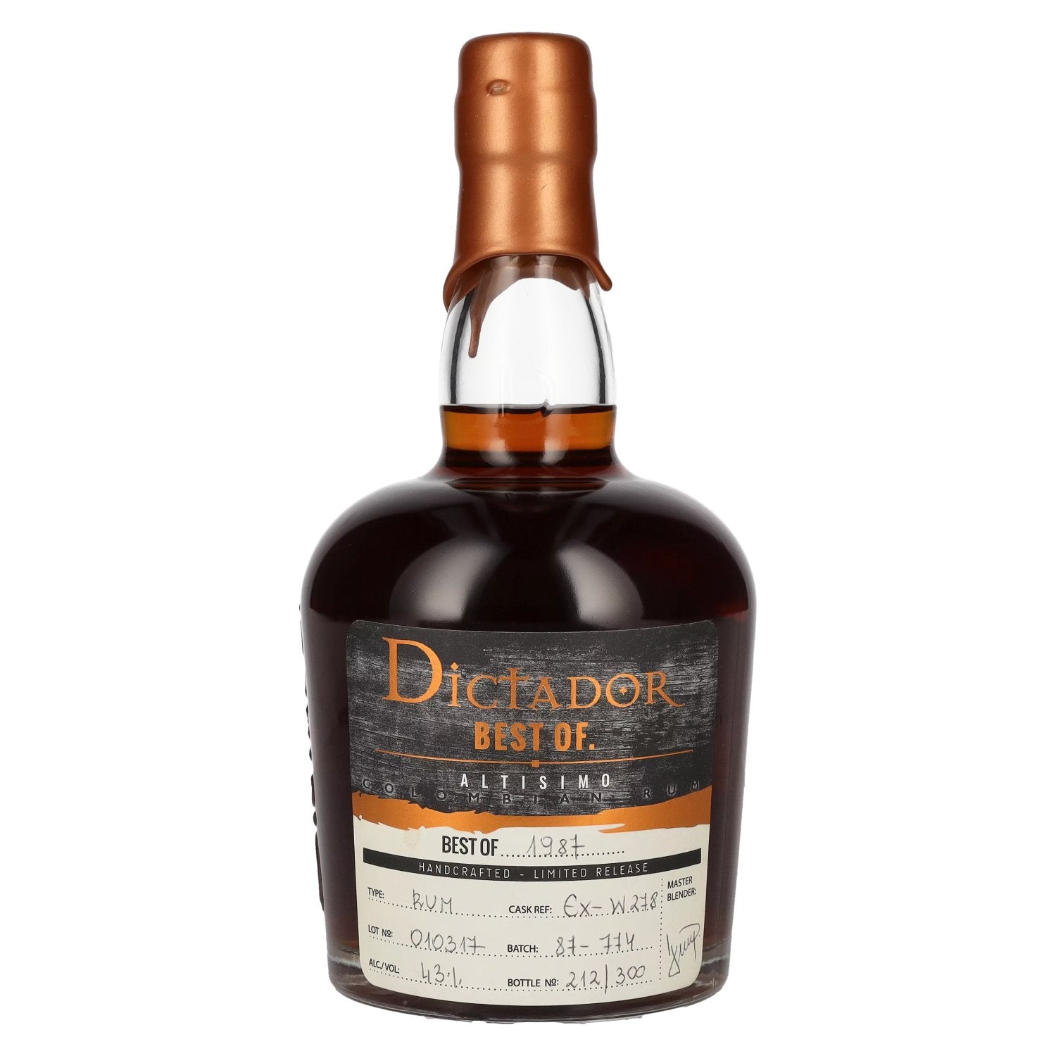 Dictador BEST OF 1987 ALTISIMO Colombian Rum 30YO/010317/EX-W278 43% Vol. 0.7l