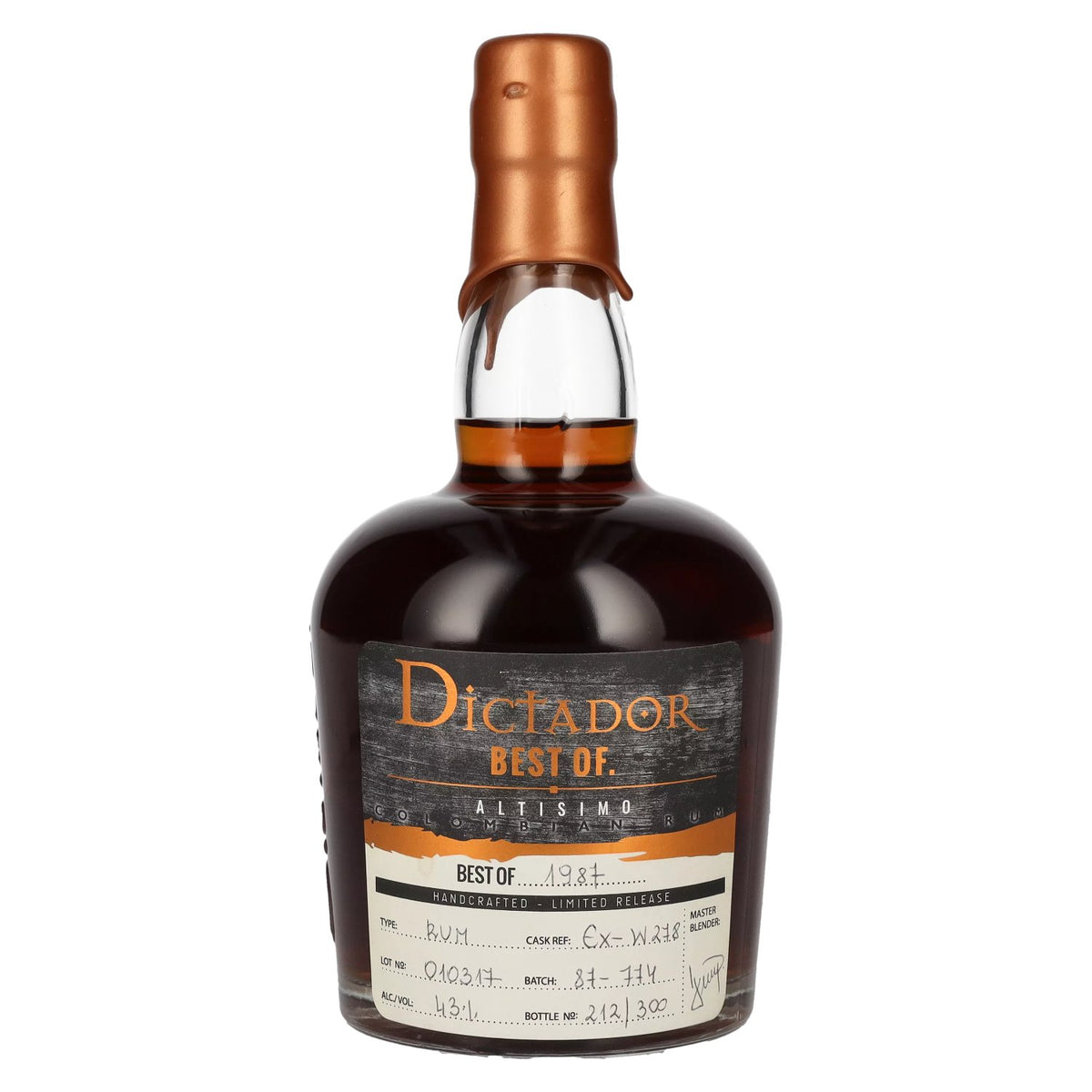 Dictador BEST OF 1987 ALTISIMO Colombian Rum 30YO/010317/EX-W278 43% Vol. 0.7l