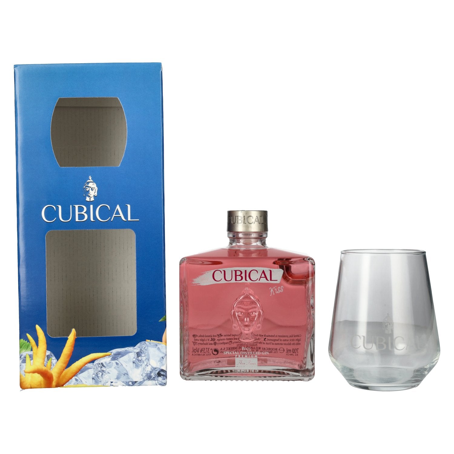 Cubical KISS Special Distilled Gin 37.5% Vol. 0.7l in Gift Box with Glass