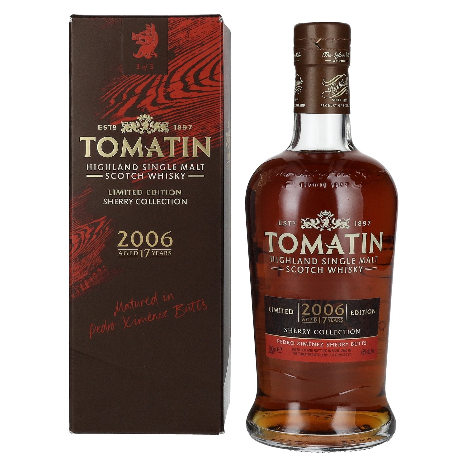 Tomatin 17 Years Old SHERRY COLLECTION Pedro Ximénez Sherry Butts Limited Edition 2006 46% Vol. 0,7l in Geschenkbox
