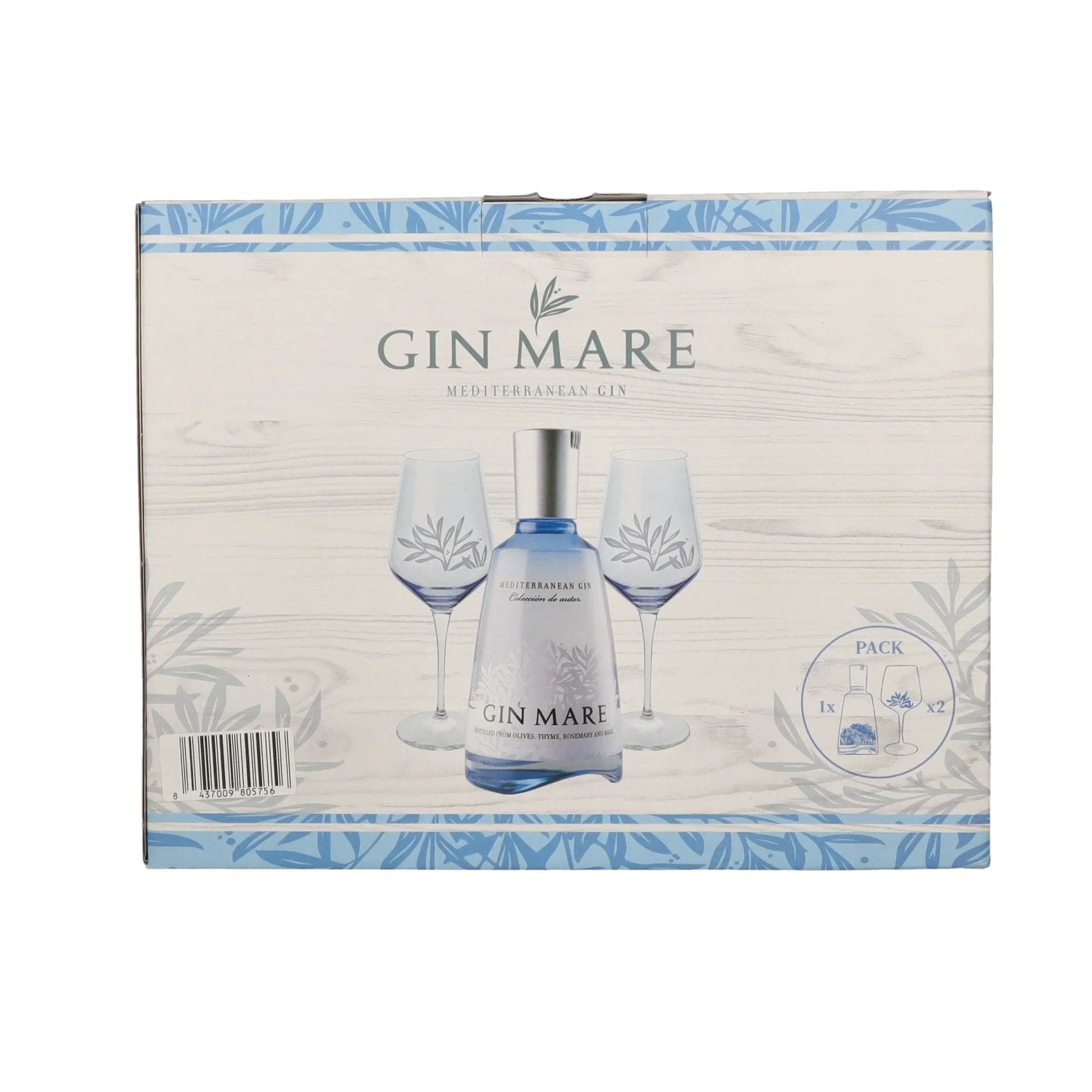 Gin Mare Mediterranean Gin 42,7% Vol. 0,7l in Geschenkbox mit 2 Gläsern