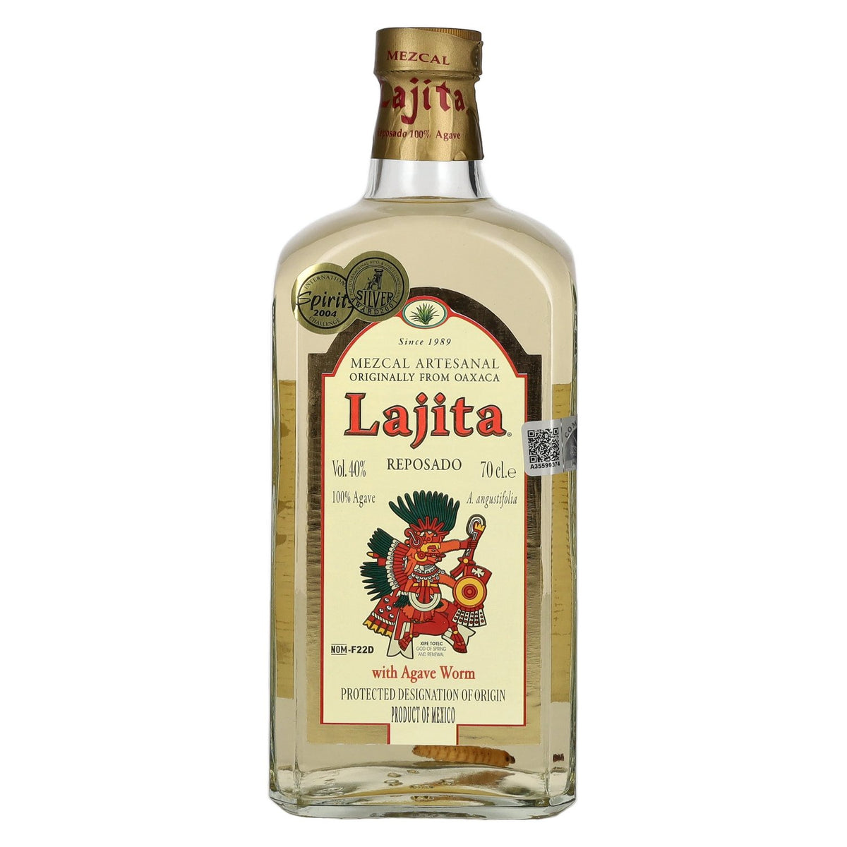 Lajita Mezcal REPOSADO with Agave Worm 40% ABV 0.7l