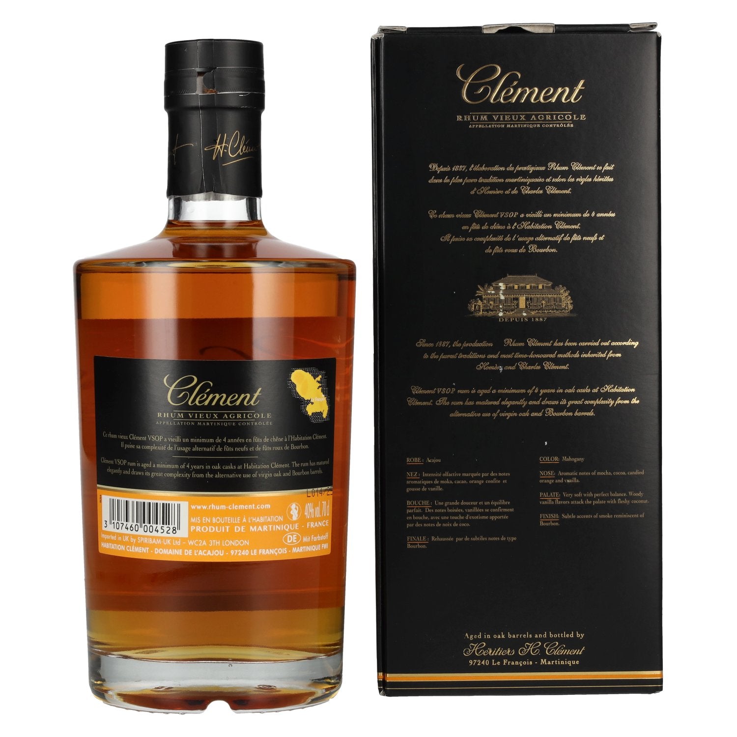 Clément Old Agricole Rum V.S.O.P. AGED IN OAK CASKS 40% Vol. 0.7l in gift box