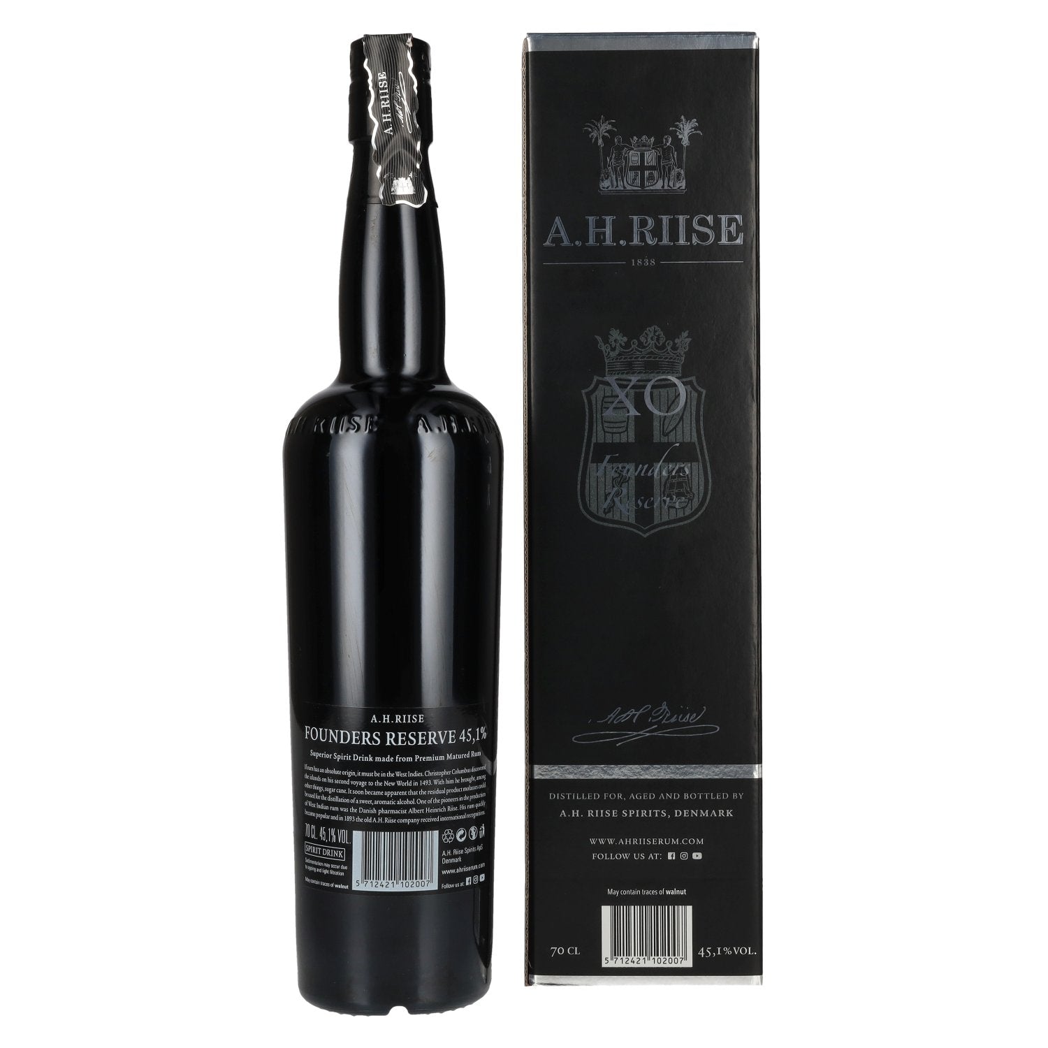 A.H. Riise X.O. FOUNDERS RESERVE Superior Spirit Drink #4 45.1% Vol. 0.7l in Gift Box