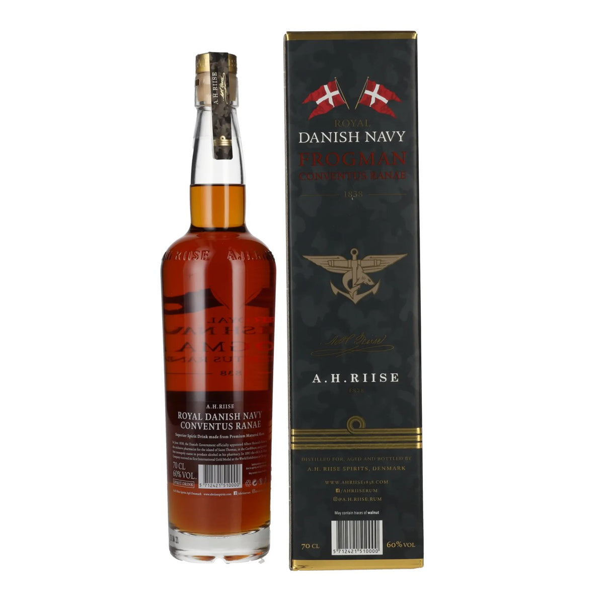 A.H. Riise Royal DANISH NAVY FROGMAN Conventus Ranae Superior Spirit Drink 60% vol. 0.7 l in a gift box