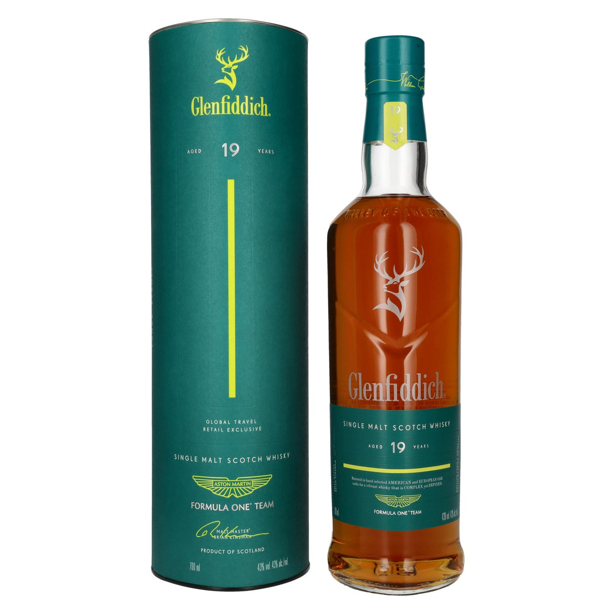 Glenfiddich 19 Years Old ASTON MARTIN FORMULA ONE TEAM Single Malt Scotch Whisky 43% Vol. 0.7L in Gift Box
