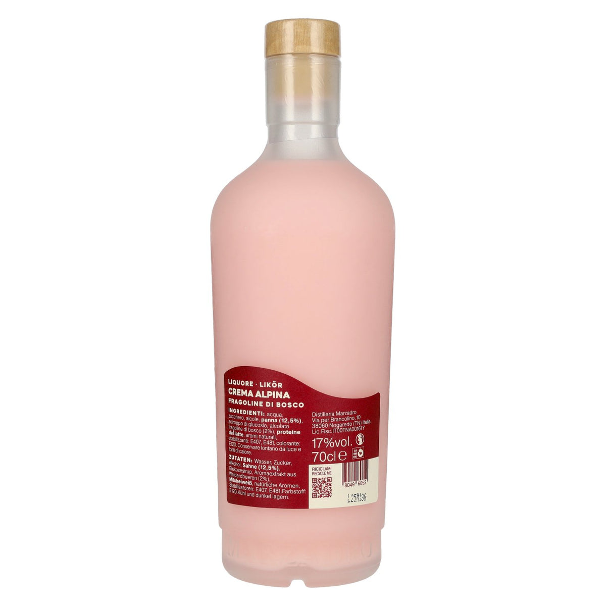Marzadro Crema Alpina Fragoline Di Bosco Liqueur 17% ABV 0.7l