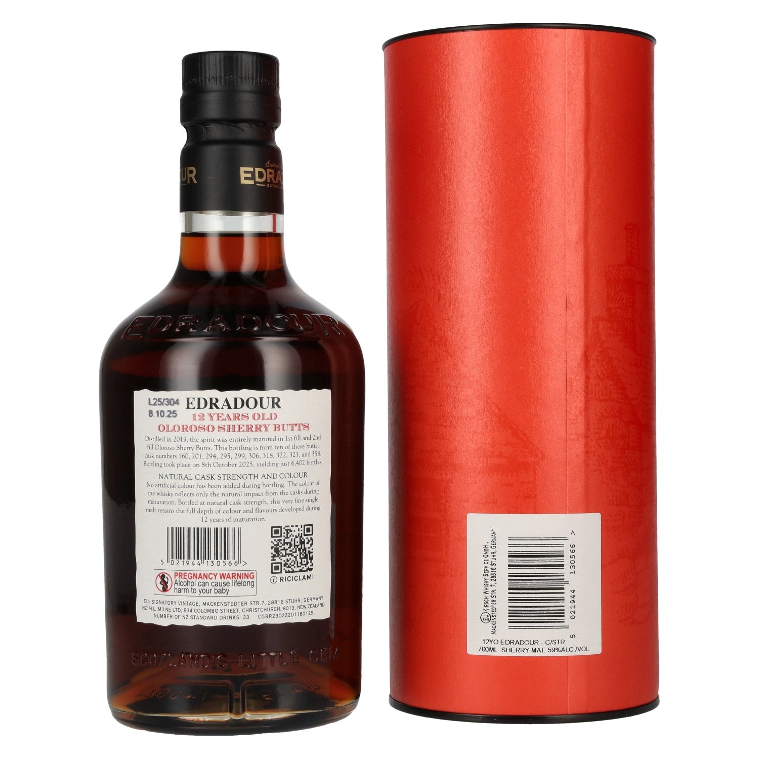 Edradour 12 Years Old Oloroso Sherry Single Malt Whisky Natural Cask Strength #7 59% Vol. 0.7l in gift box