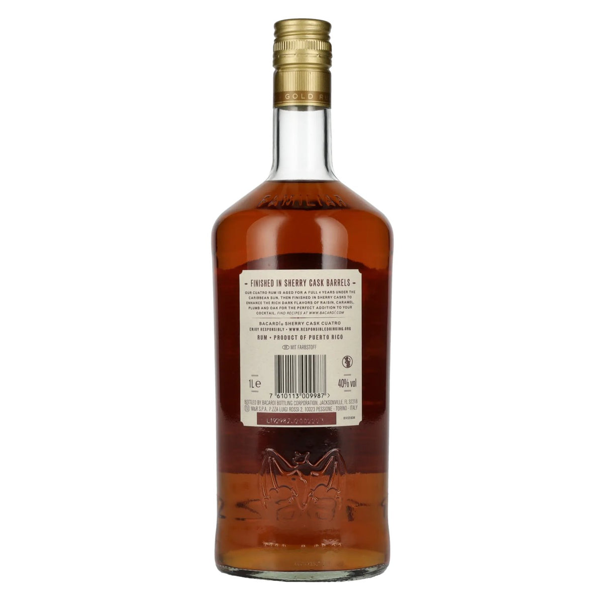 Bacardi 4 Years Old SHERRY CASK CUATRO Gold Rum 40% vol. 1l