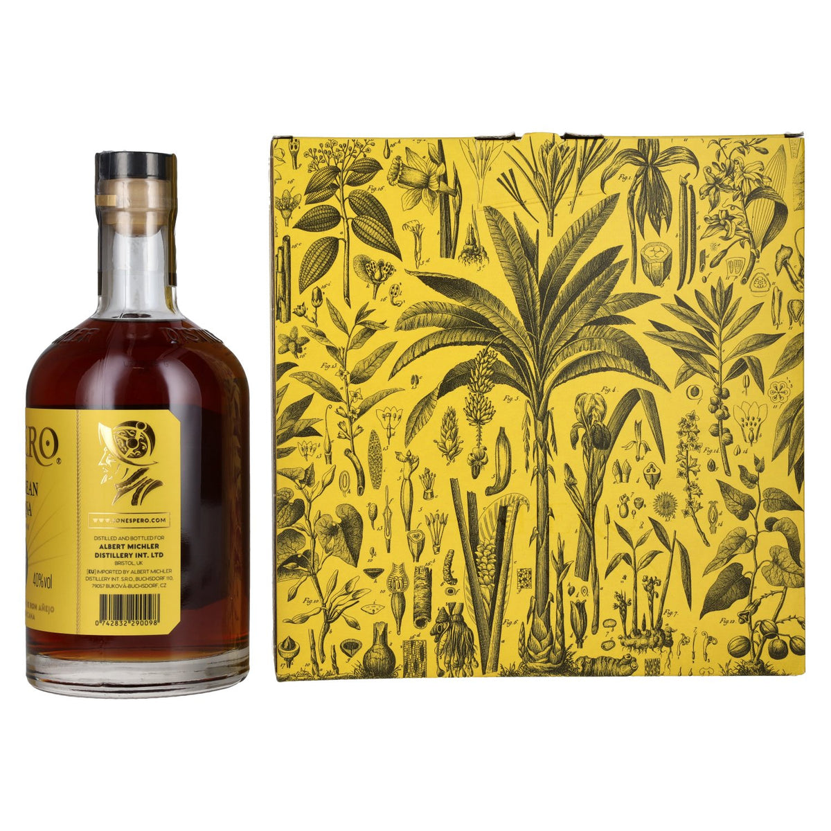 Ron Espero Caribbean Banana &amp; Rum Liqueur 40% ABV, 0.7 litres, in a gift box with 2 glasses