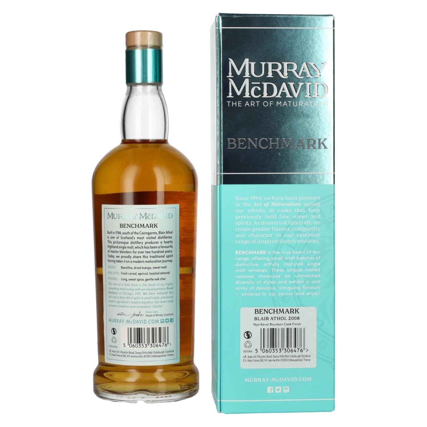 Murray McDavid BENCHMARK 16 Years Old BLAIR ATHOL Koval Bourbon Cask Finish 2008 54.2% Vol. 0.7l in Gift Box