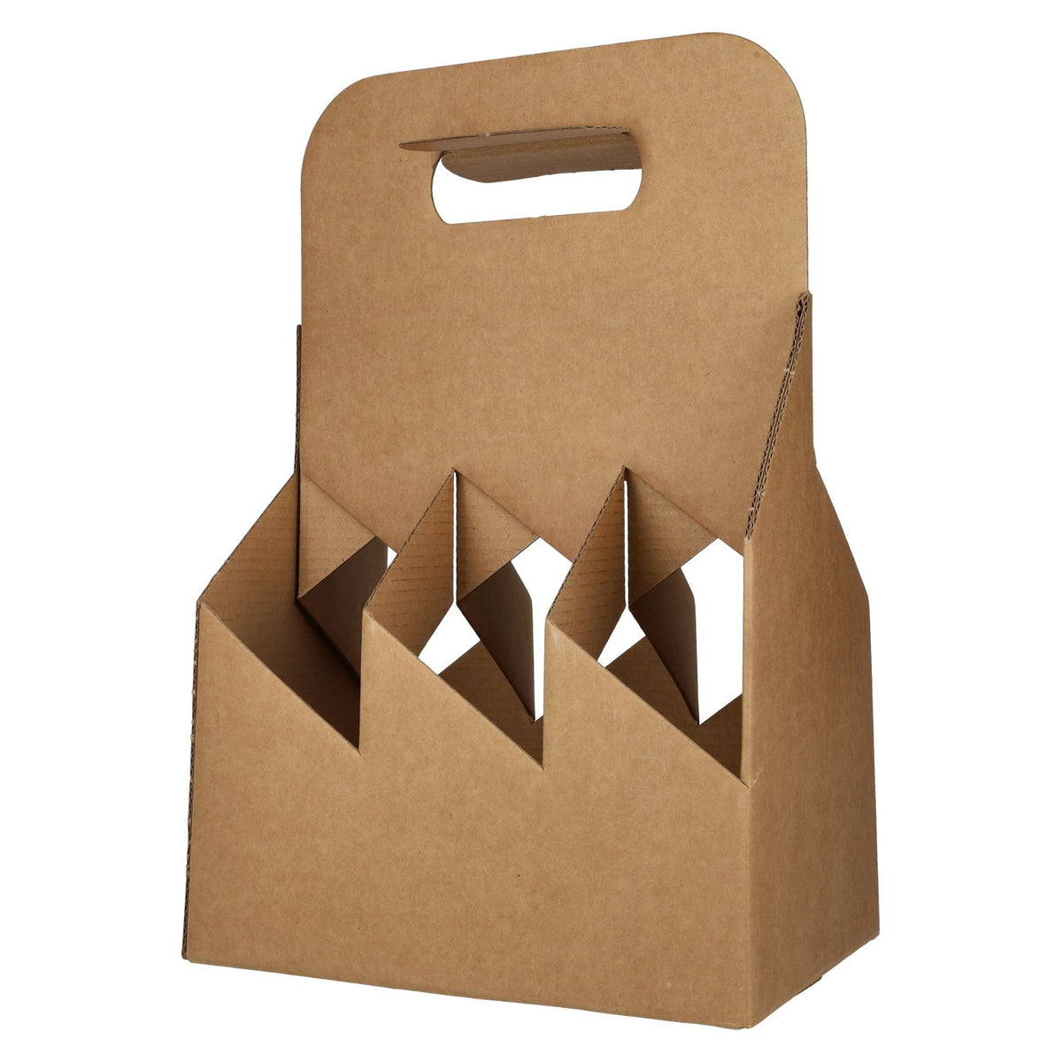 Beer carrier box made from kraft paper for packs of 6 bottles, 195 x 130 x 290 mm