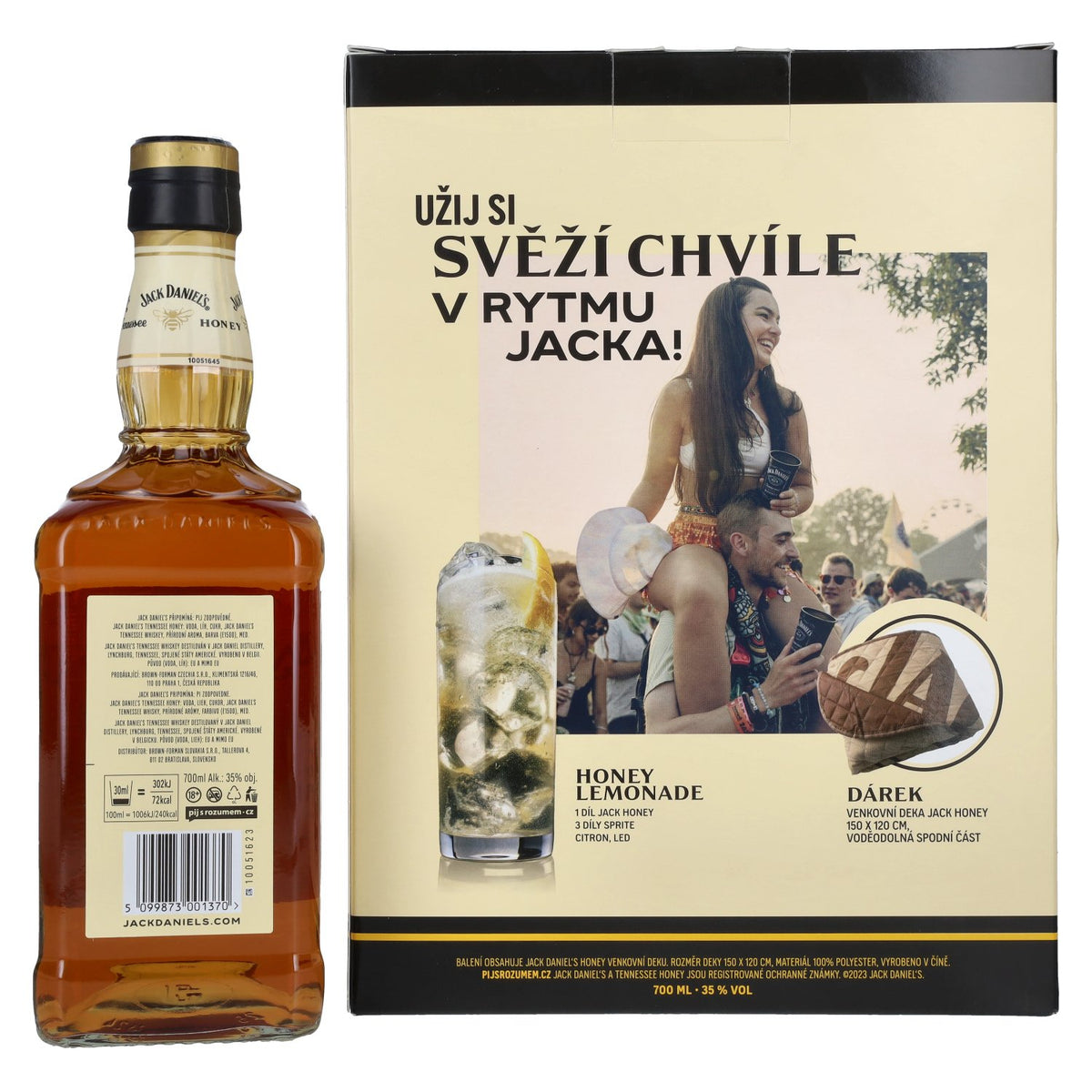 Jack Daniel's Tennessee HONEY 35% Vol. 0.7L in gift box with party blanket