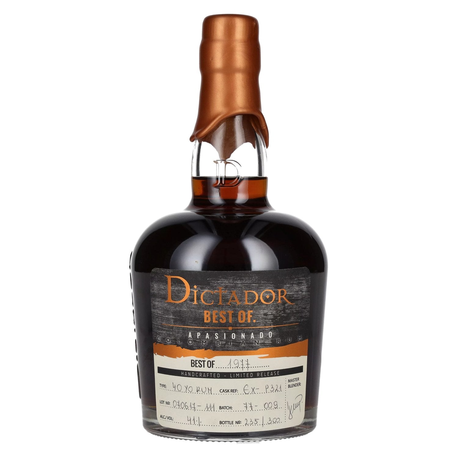 Dictador BEST OF 1977 APASIONADO Colombian Rum 40YO/070617-111/EX-P321 41% Vol. 0.7l