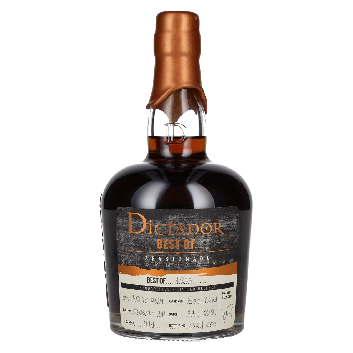 Dictador BEST OF 1977 APASIONADO Colombian Rum 40YO/070617-111/EX-P321 41% Vol. 0.7l