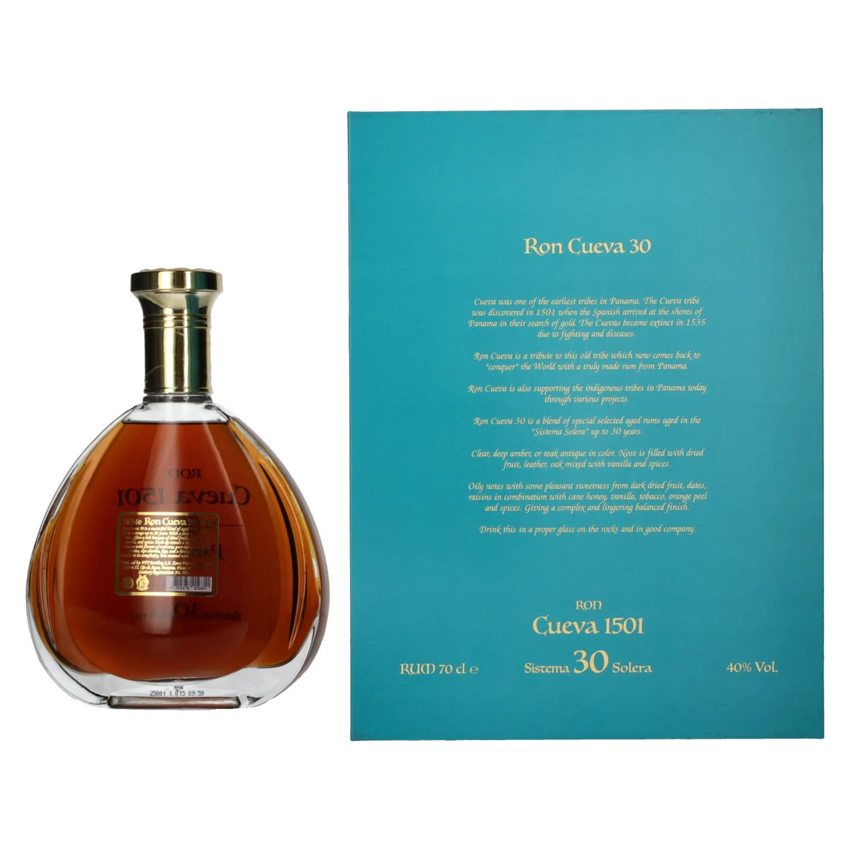 Ron Cueva 1501 Sistema 30 Solera Panama Rum 40% Vol. 0,7l in Geschenkbox