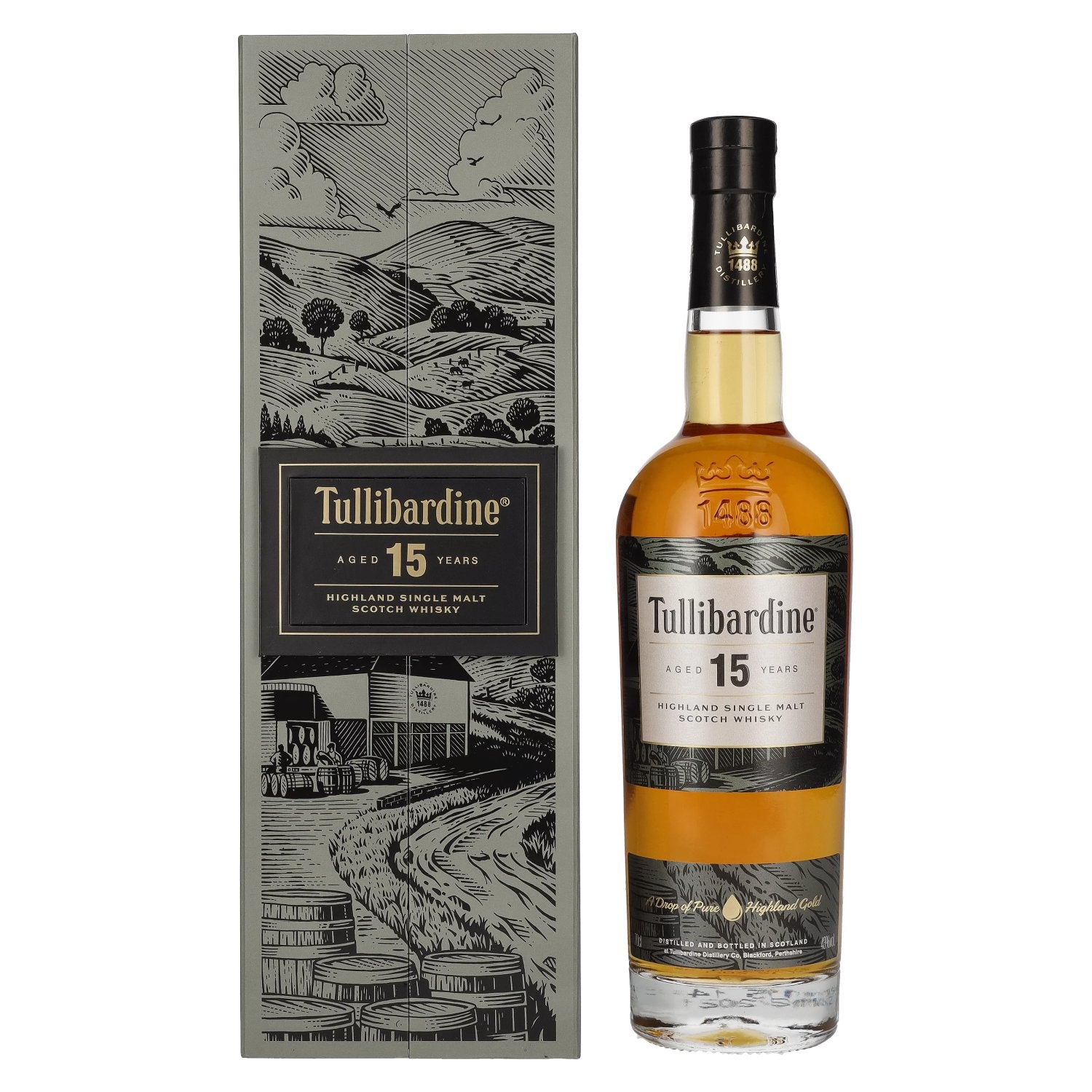 Tullibardine 15-Year-Old Highland Single Malt Scotch Whisky, 43% vol., 0.7 litres, in a gift box