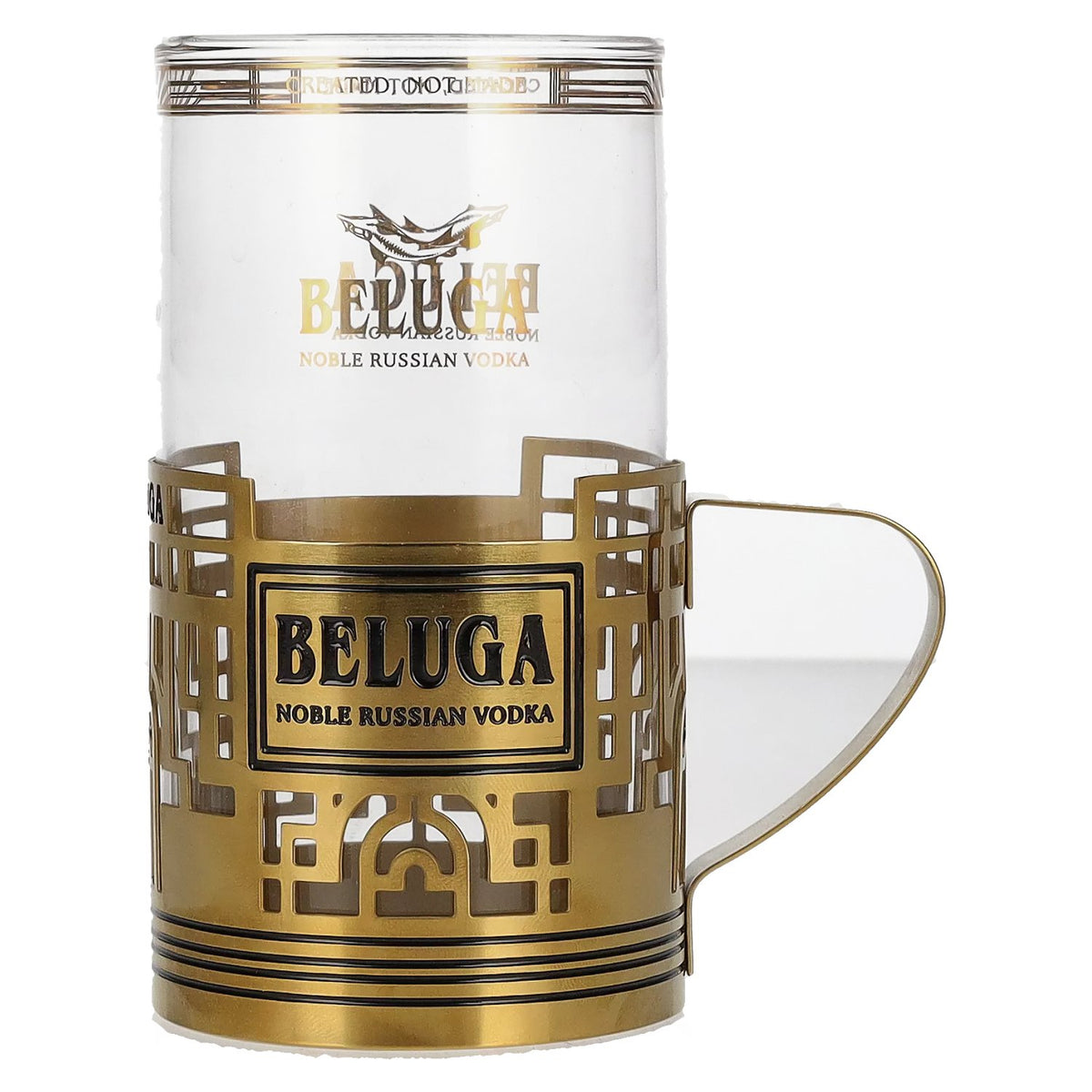 Beluga Noble Russian Vodka EXPORT Highball Glas im Glashalter
