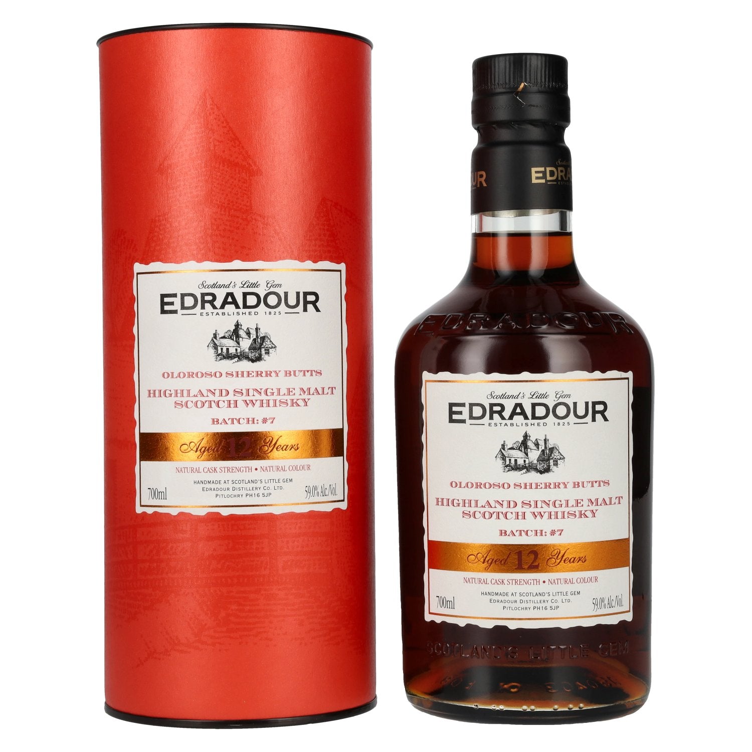 Edradour 12 Years Old Oloroso Sherry Single Malt Whisky Natural Cask Strength #7 59% Vol. 0.7l in gift box