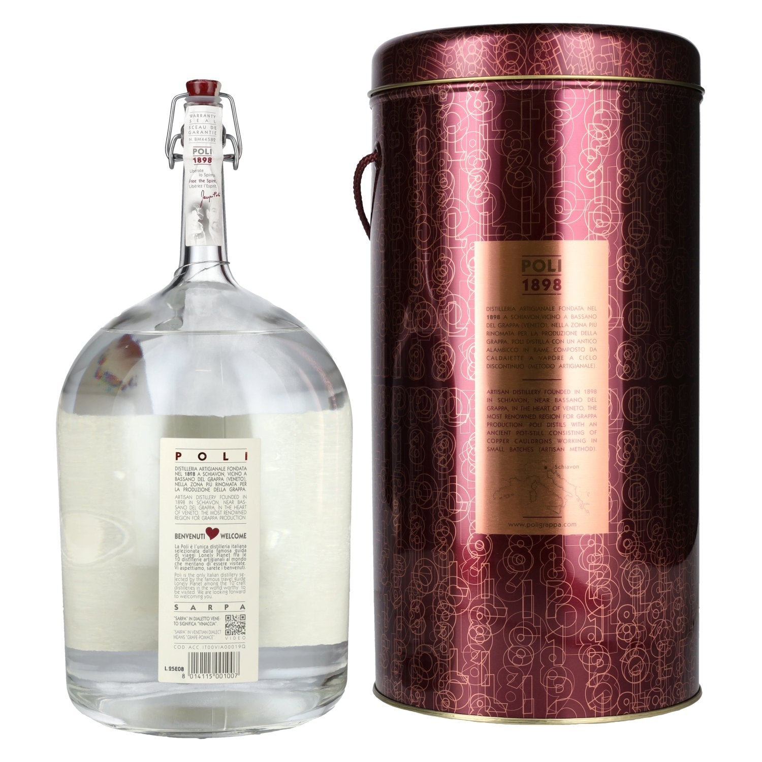 Poli Grappa Sarpa di Poli 40% Vol. 3l in Tinbox