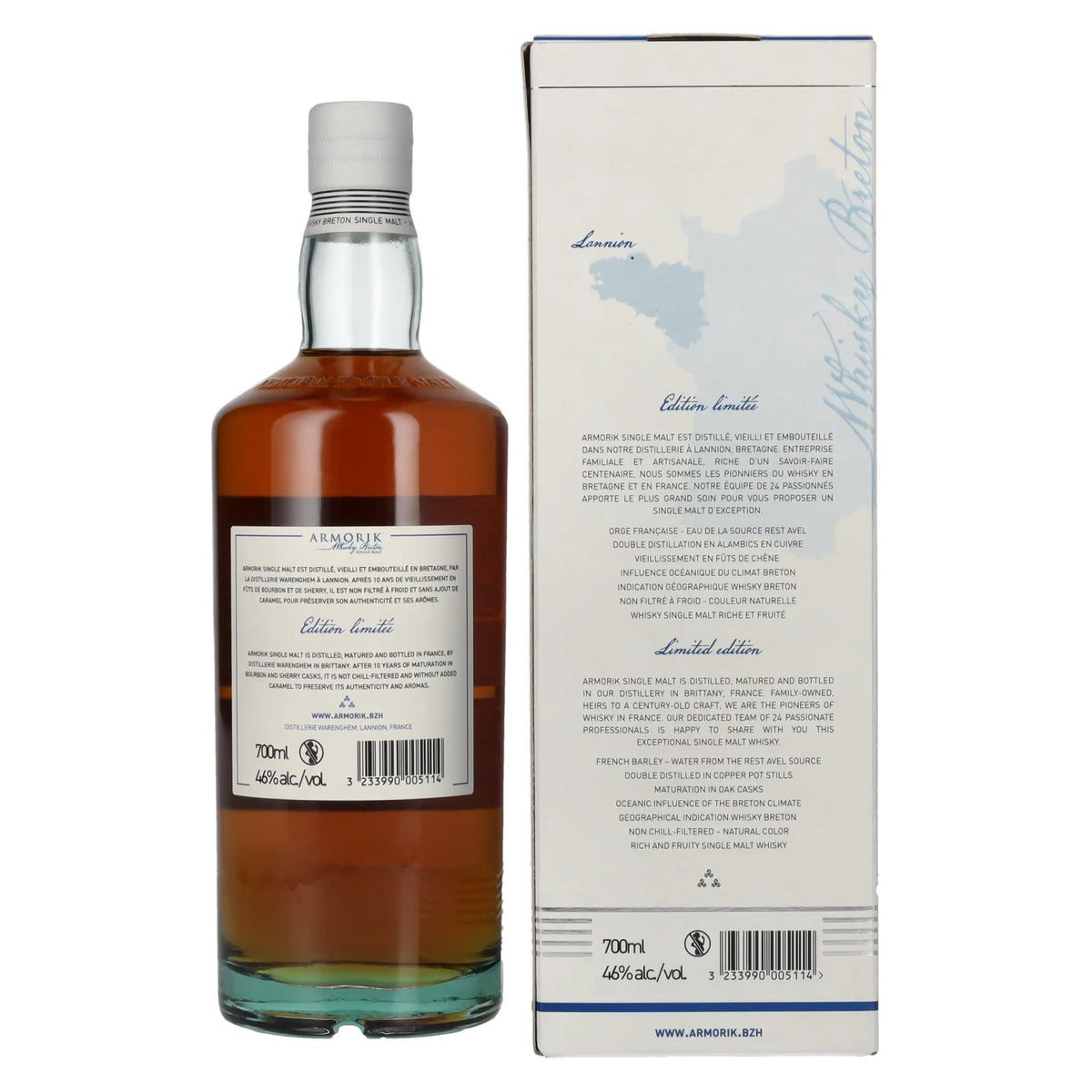Armorik 10 Ans Whisky Breton Single Malt Limited Edition 2023 46% ABV 0.7l in a gift box
