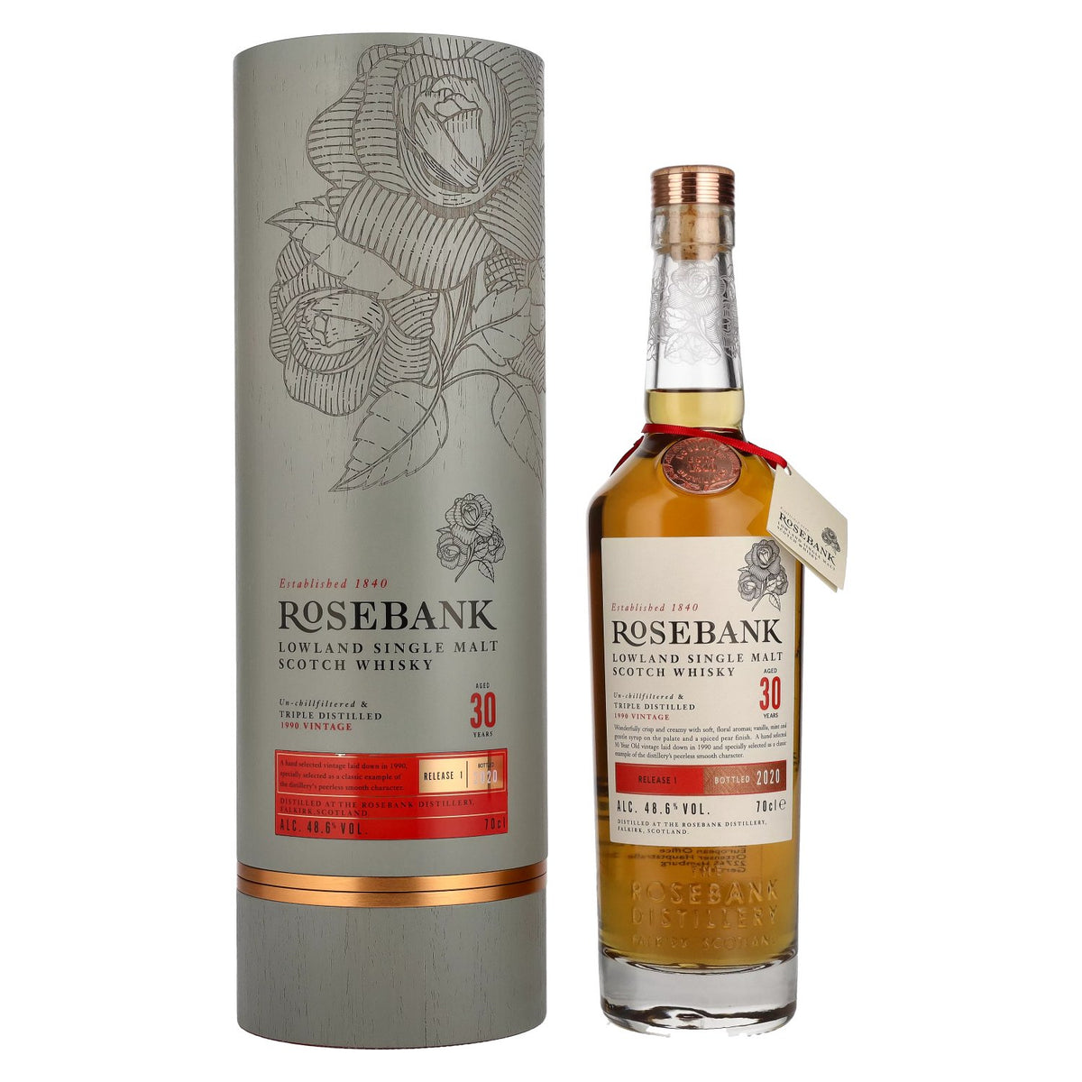 Rosebank 30 Years Old Lowland Single Malt RELEASE I 2020 48.6% Vol. 0.7l in Gift Box