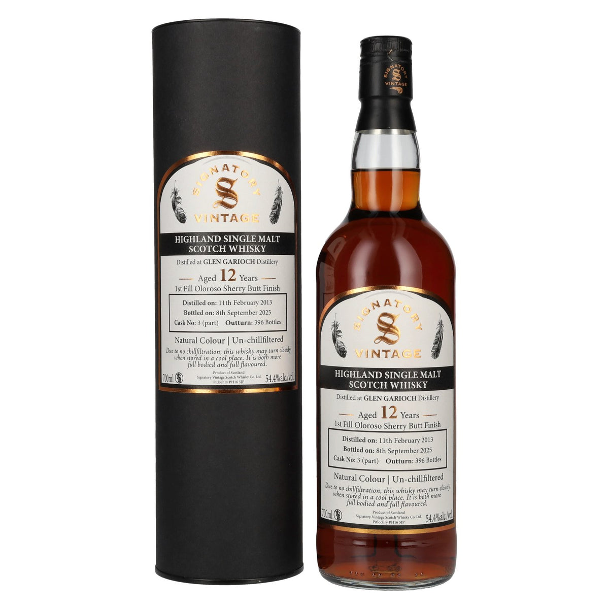 Signatory Vintage GLEN GARIOCH 12 Years Old 1st Fill Oloroso Sherry Butt Finish Cask # 3 54.4% Vol. 0.7l in Gift Box