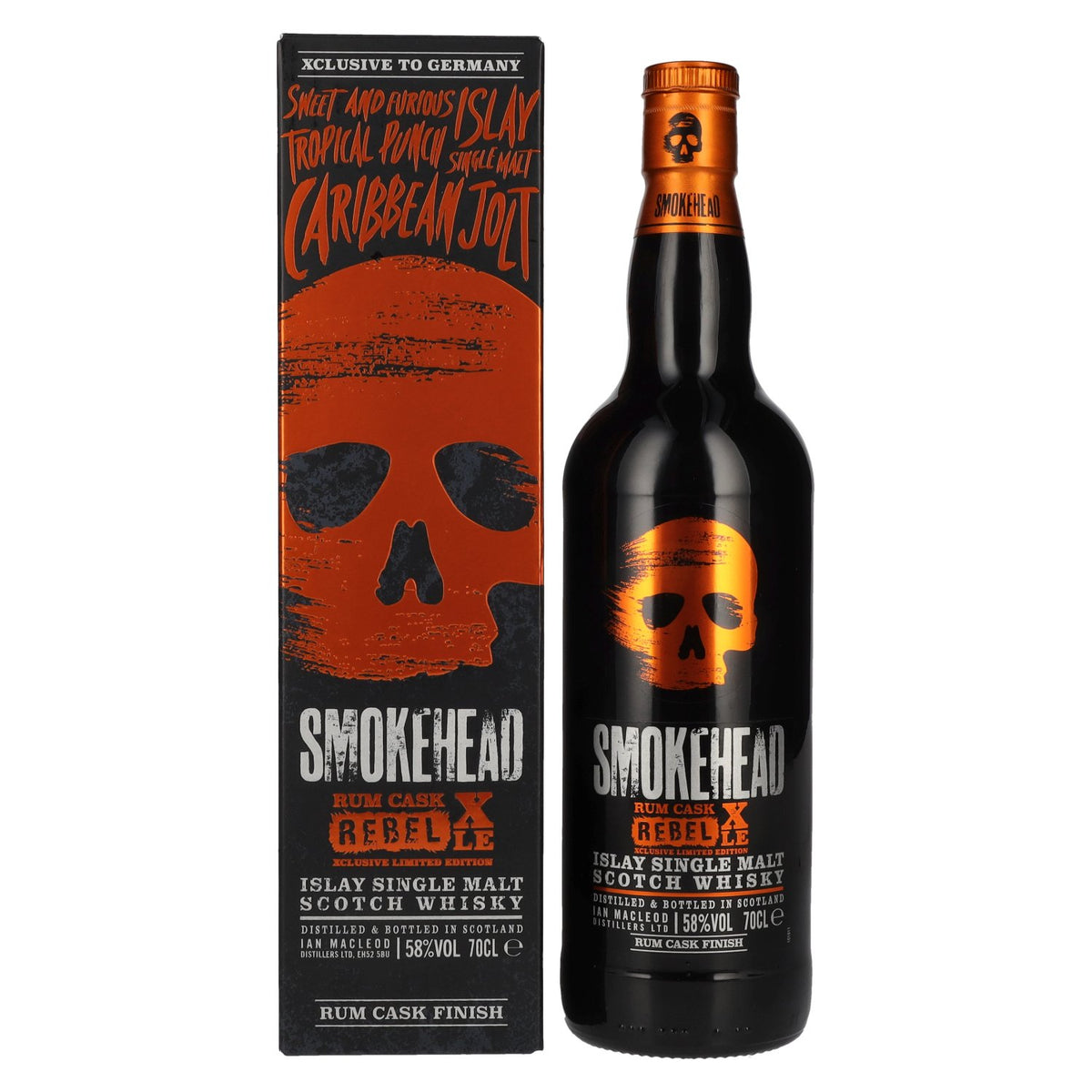 Smokehead RUM REBEL Rum Cask XLE Islay Single Malt Xclusive Limited Edition 58% Vol. 0.7l in Gift Box