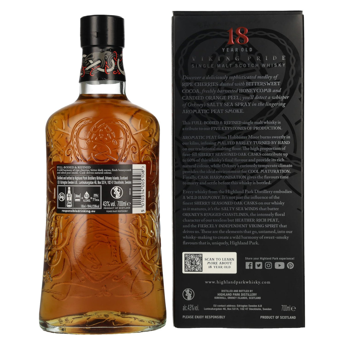 Highland Park 18 Years Old VIKING Travel Single Malt Scotch Whisky 43% Vol. 0,7l in Geschenkbox