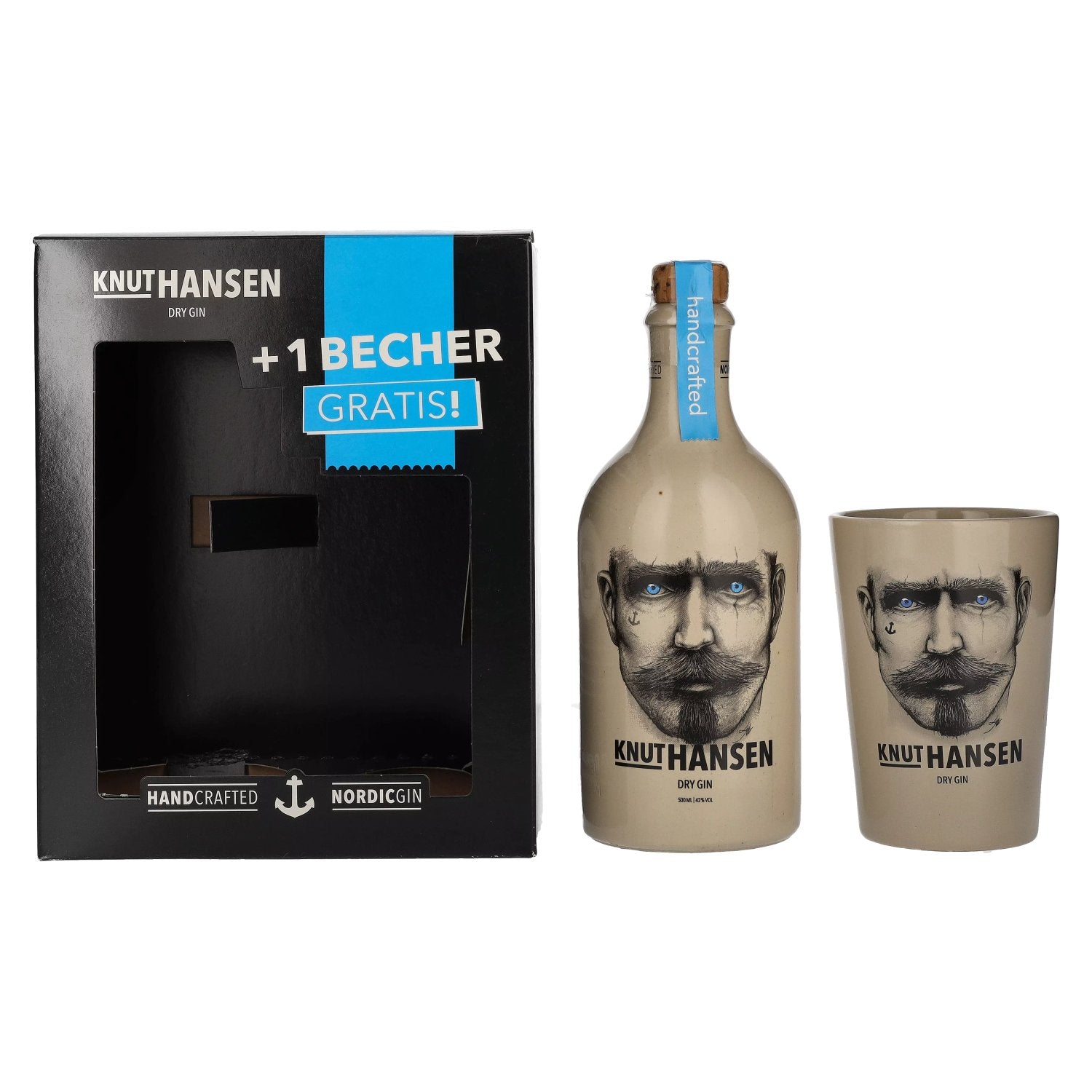 Knut Hansen Dry Gin 42% Vol. 0.5l in gift box with ceramic mug