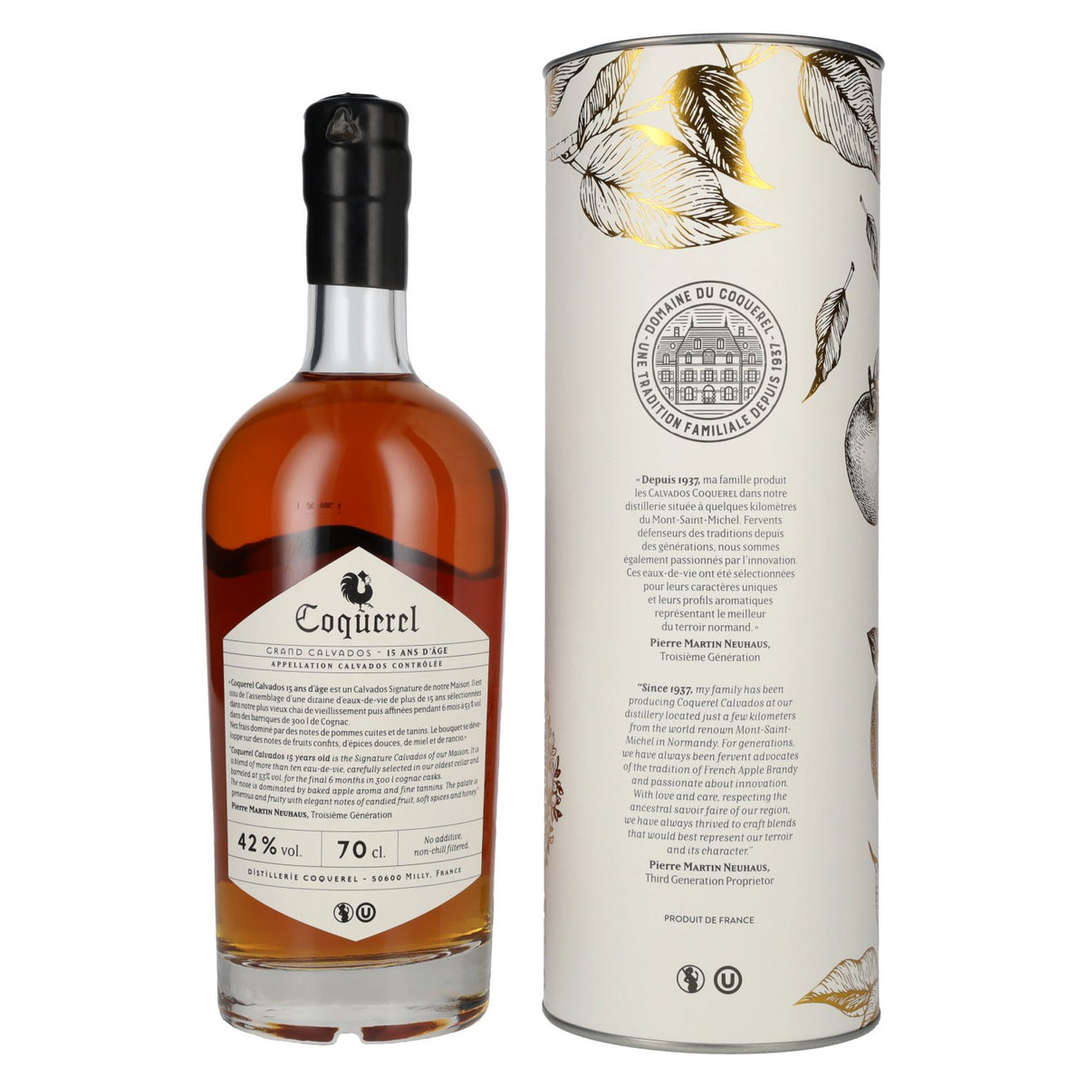 Coquerel Grand Calvados 15 Years Old 42% Vol. 0.7L in Gift Box