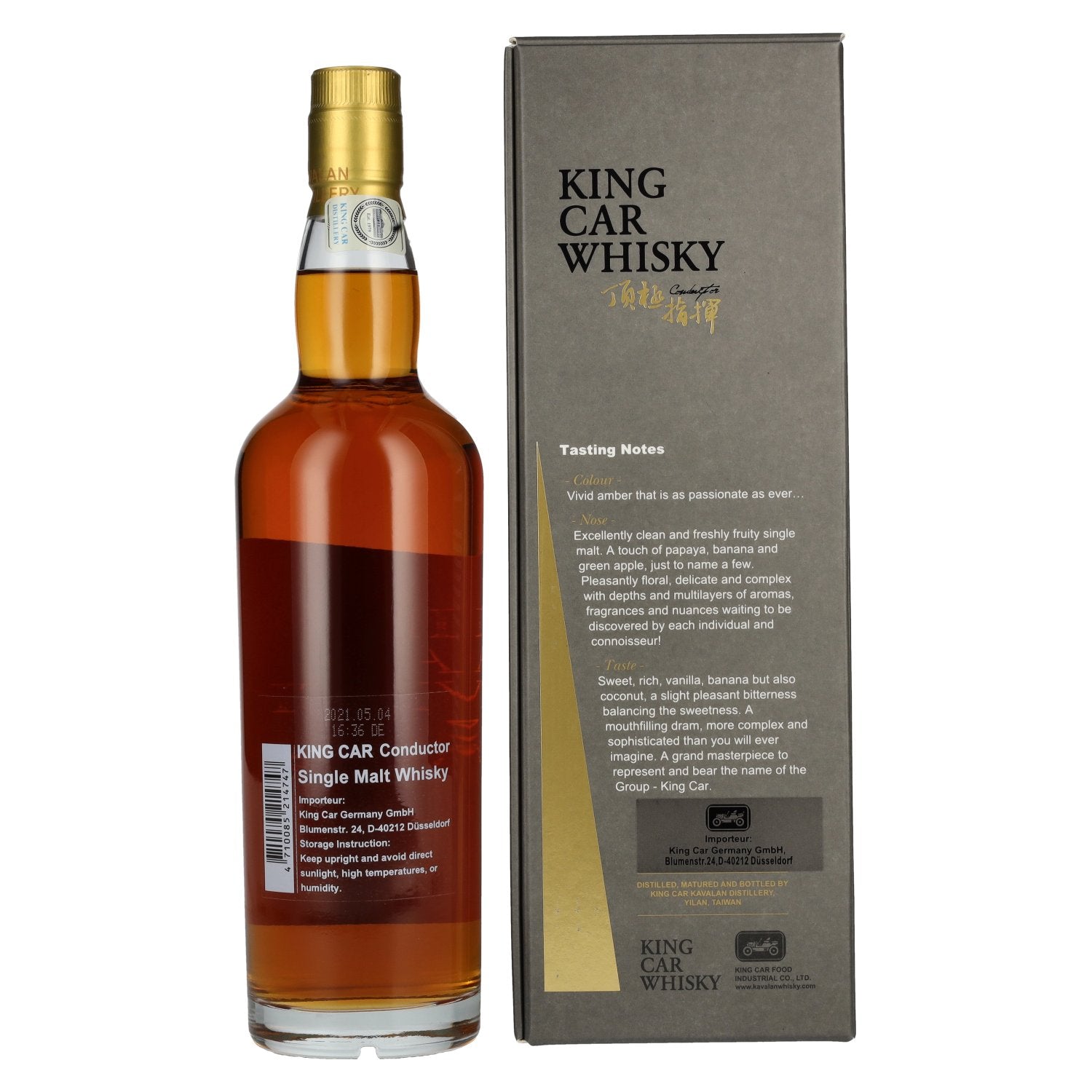 Kavalan KING CAR CONDUCTOR Single Malt Whisky 46% Vol. 0,7l in Geschenkbox