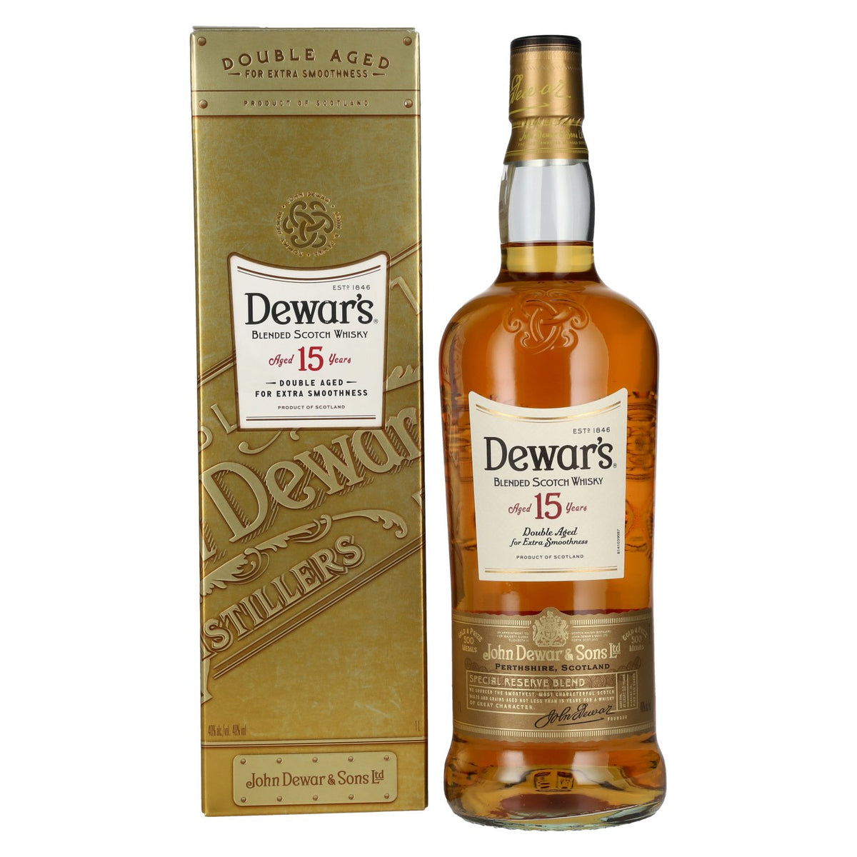 Dewar's 15 Years Old Double Aged Blended Scotch Whisky 40% Vol. 1l in Gift Box