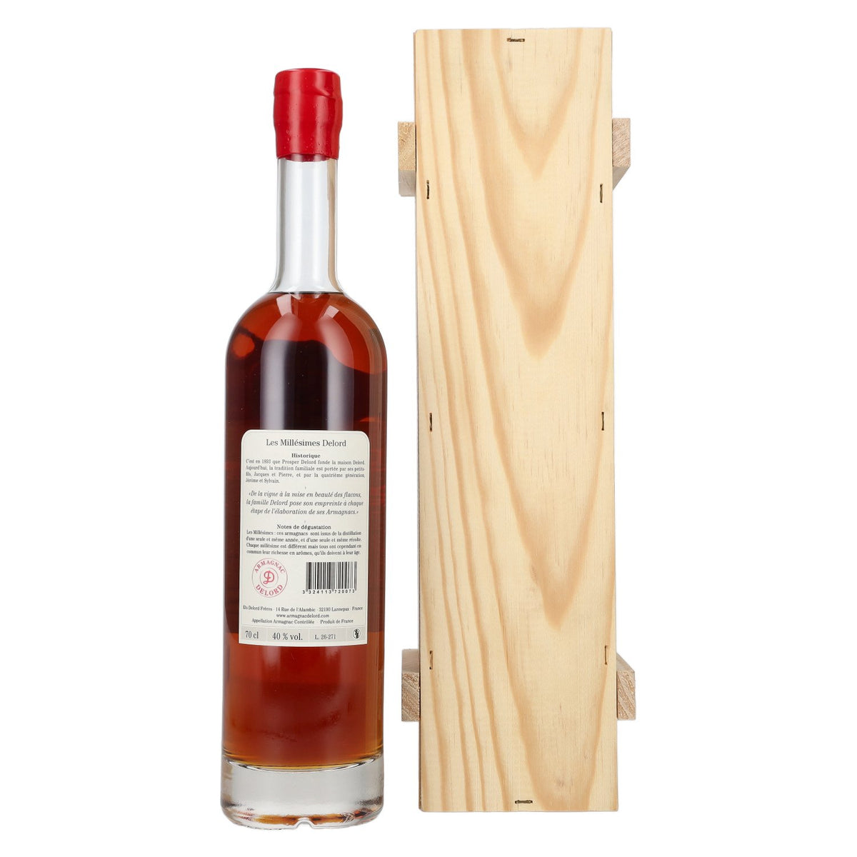 Armagnac Delord Vintage, 2007 Harvest, 40% vol., 0.7 l, in a wooden box