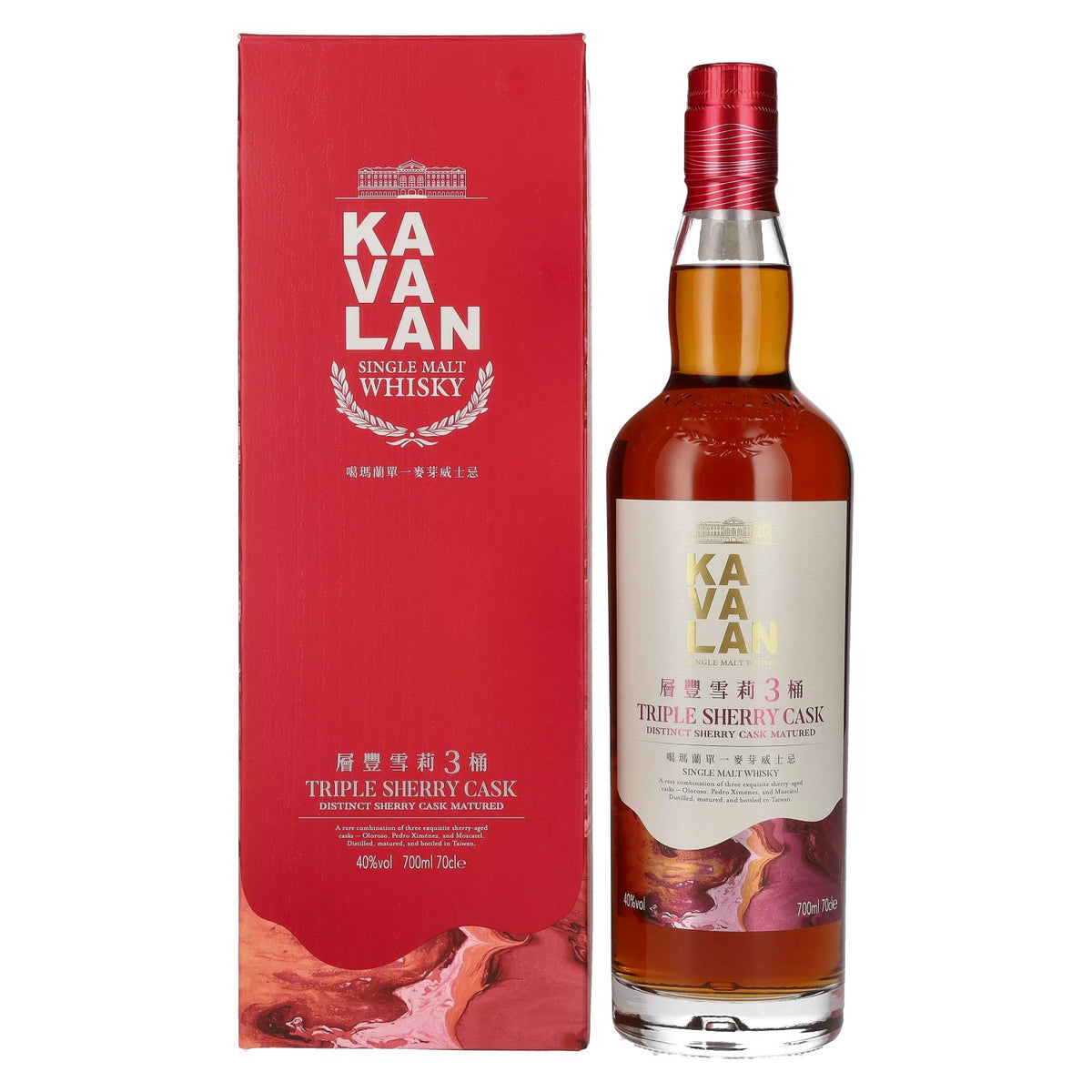 Kavalan TRIPLE SHERRY CASK Single Malt Whisky 40% Vol. 0.7L in Gift Box