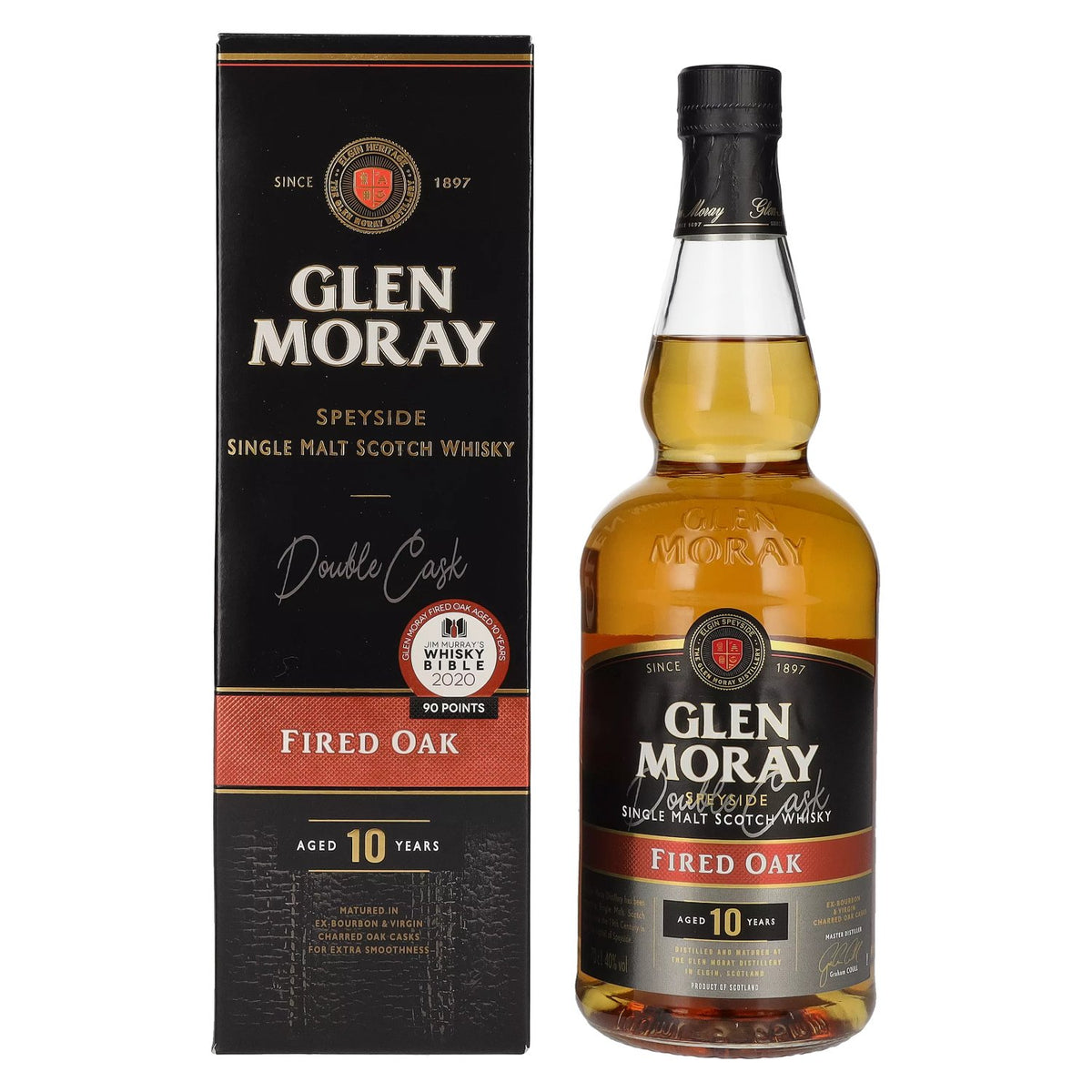 Glen Moray 10 Years Old Fired Oak Single Malt Scotch Whisky 40% Vol. 0.7L in Gift Box