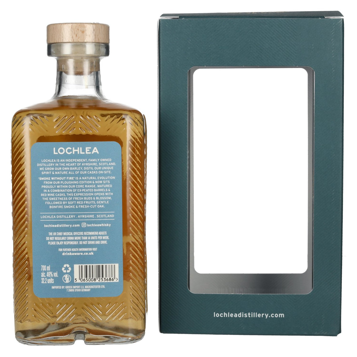 Lochlea SMOKE WITHOUT FIRE Single Estate Single Malt Scotch Whisky 46% ABV 0.7l in a gift box