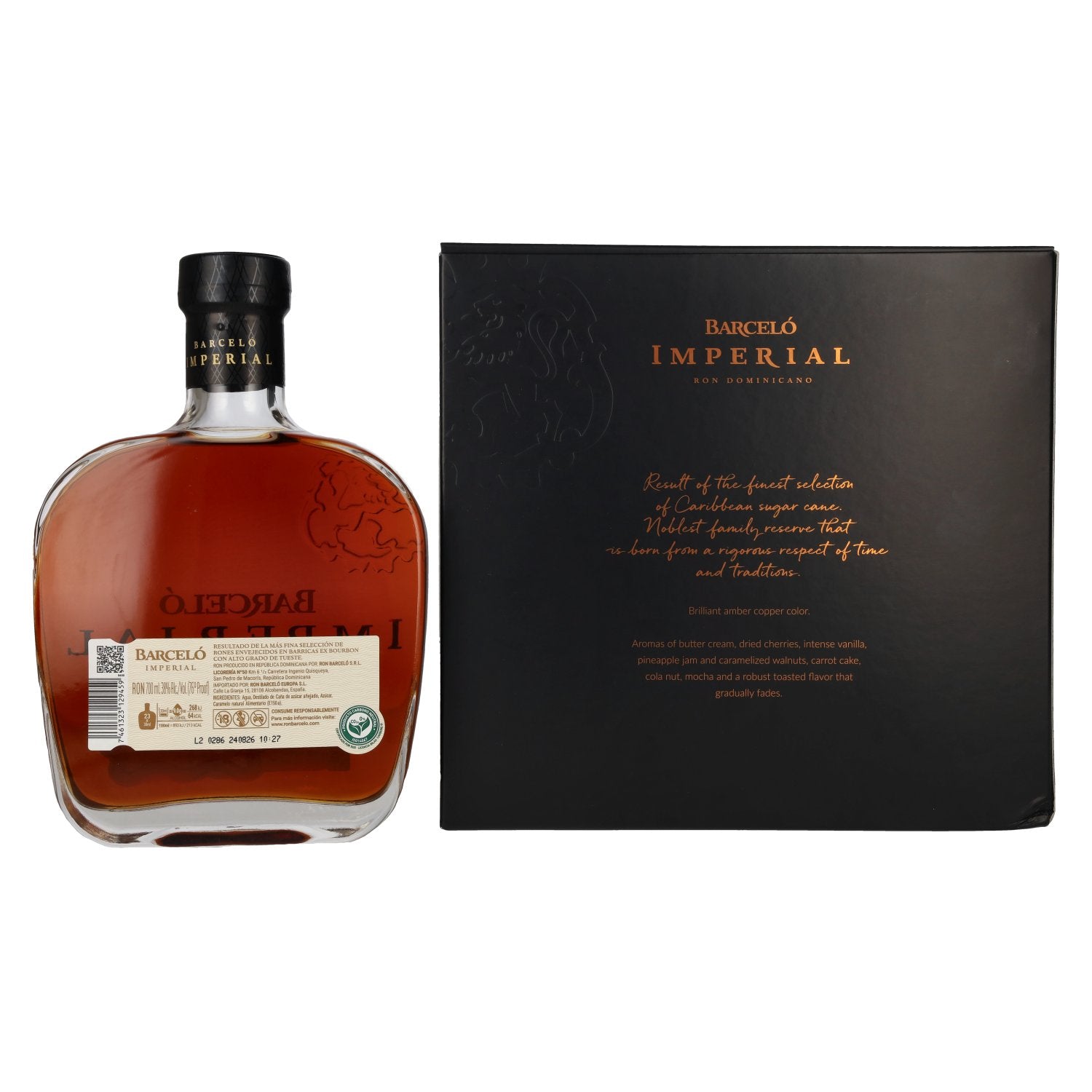 Barceló Imperial Dominican Rum 38% Vol. 0.7l in gift box with 2 glasses