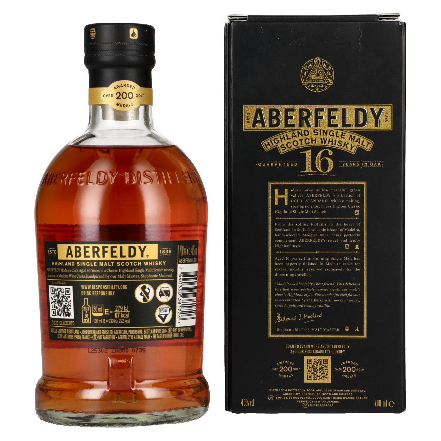 Aberfeldy 16 Years Old Highland Single Malt MADEIRA CASK FINISH 40% Vol. 0,7l in Geschenkbox