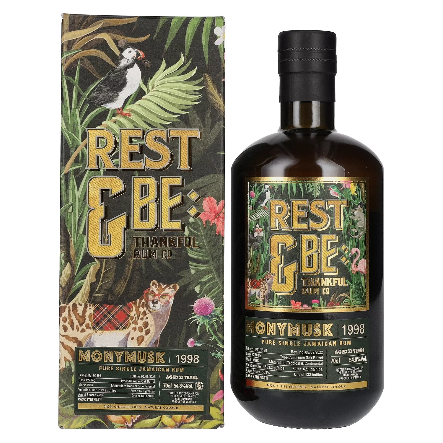 Rest & Be Thankful MONYMUSK 23 Years Old Pure Single Jamaican Rum 1998 54.8% Vol. 0.7L in gift box