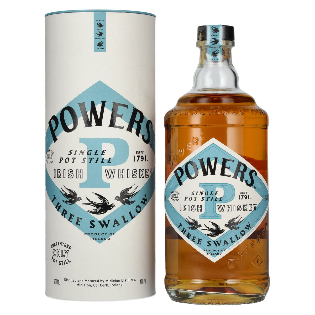 Powers THREE SWALLOW Single Pot Still Irish Whiskey 40% Vol. 0.7L in gift box