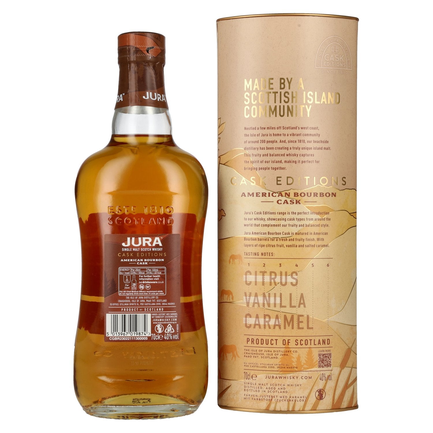 Jura AMERICAN BOURBON CASK Single Malt Scotch Whisky 40% Vol. 0.7L in Gift Box
