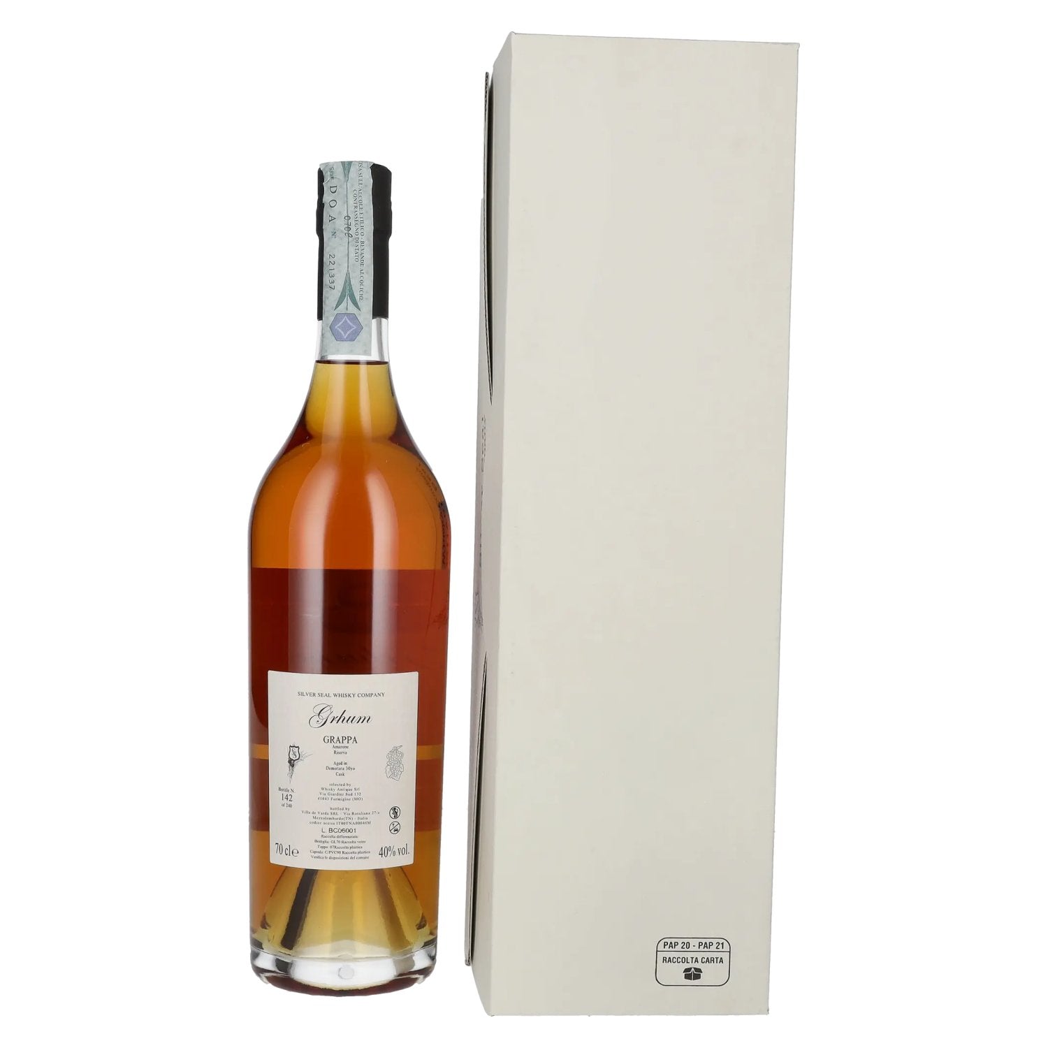 Silver Seal Grappa Riserva Single Demerara Rum Cask 2023 40% Vol. 0.7l in Gift Box