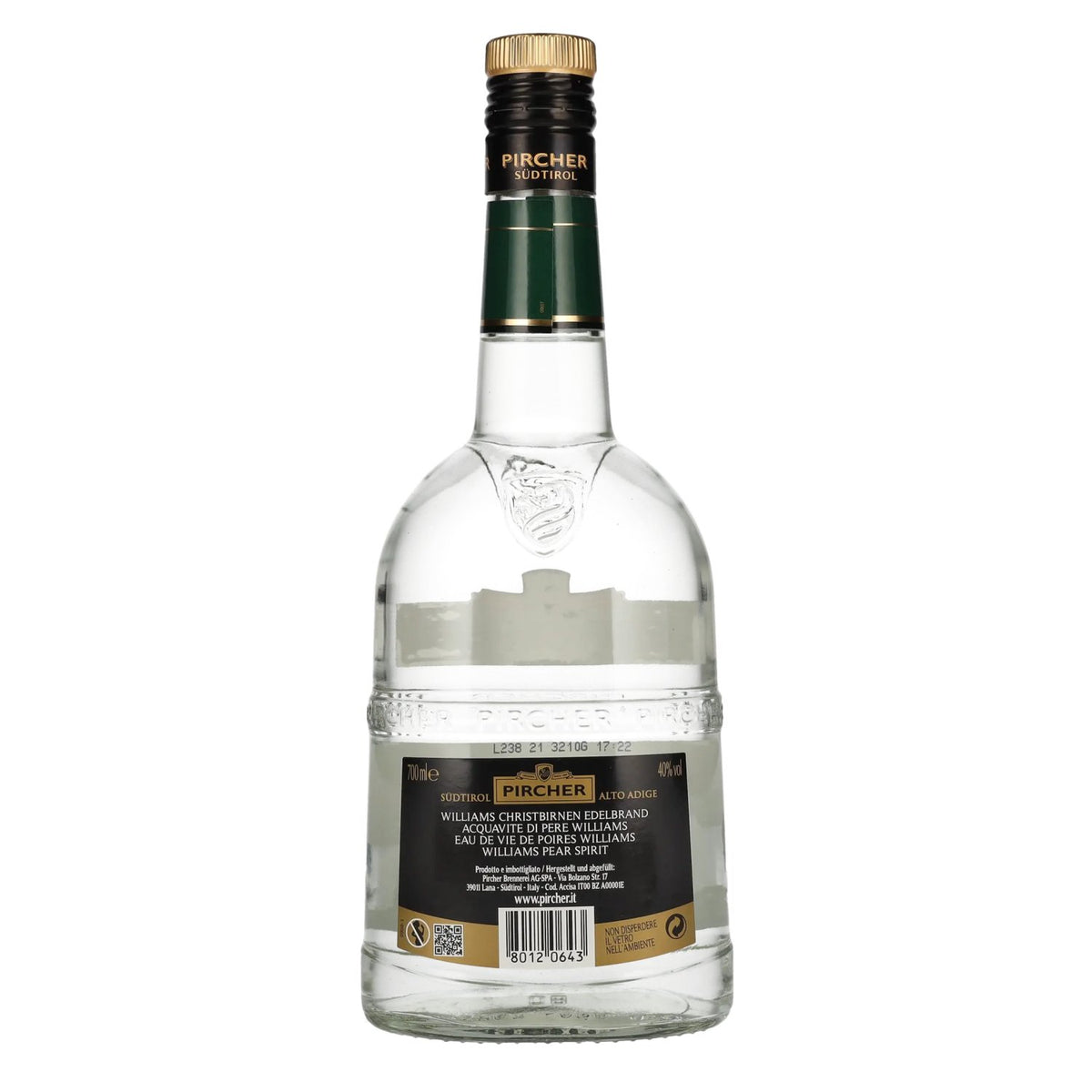 Pircher WILLIAMS South Tyrolean Williams and Christpears Brandy 40% vol. 0.7 l