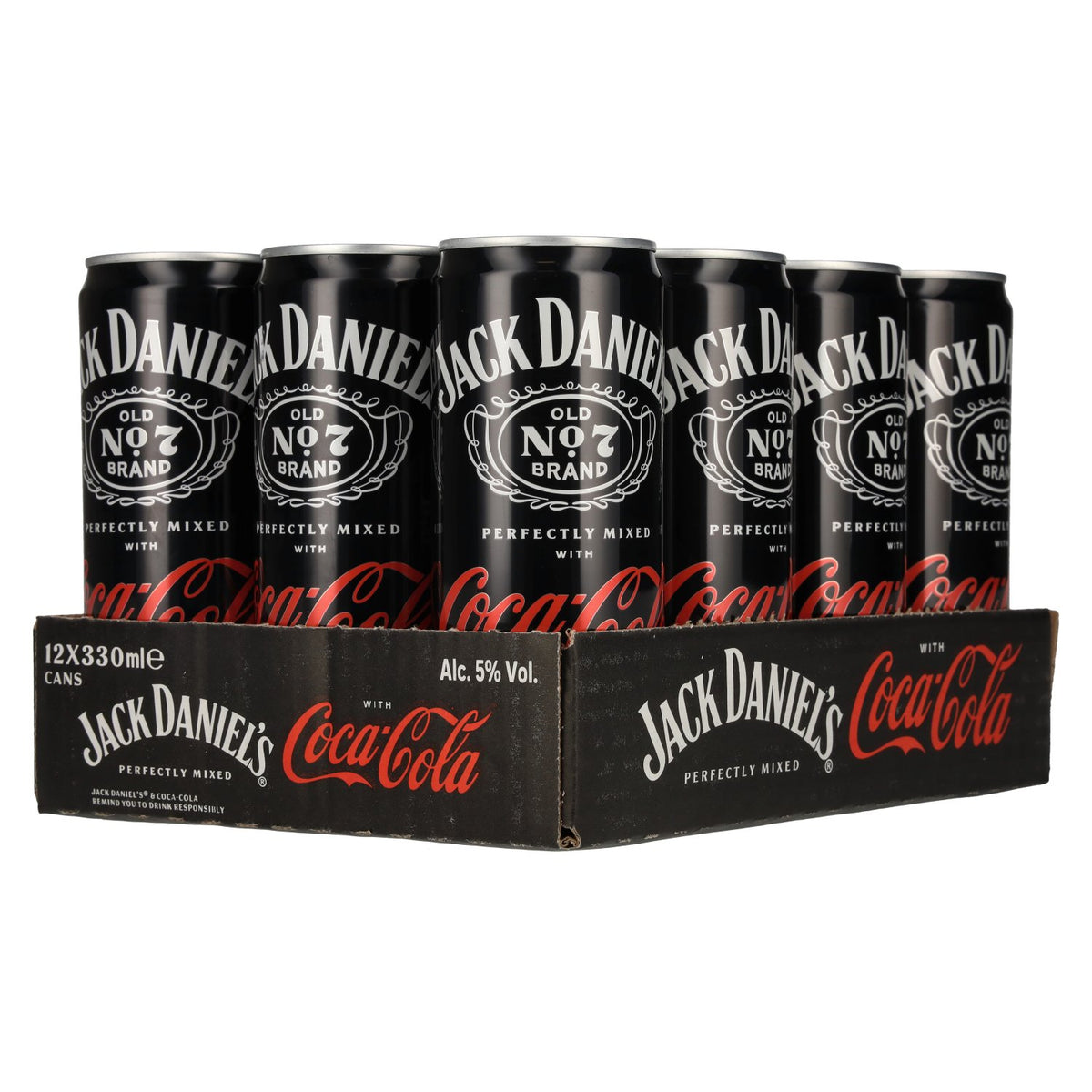 Jack Daniel's No. 7 Whisky &amp; Coca Cola 5% ABV, 12 x 0.33 l tins (deposit)
