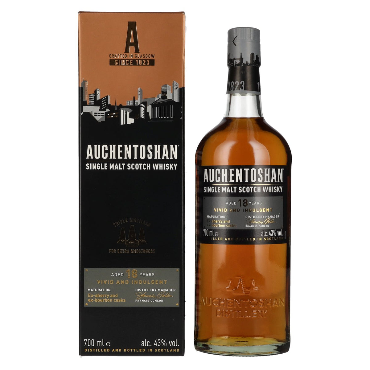 Auchentoshan 18 Years Old Single Malt Vivid and Indulgent 43% vol. 0.7 l in a gift box