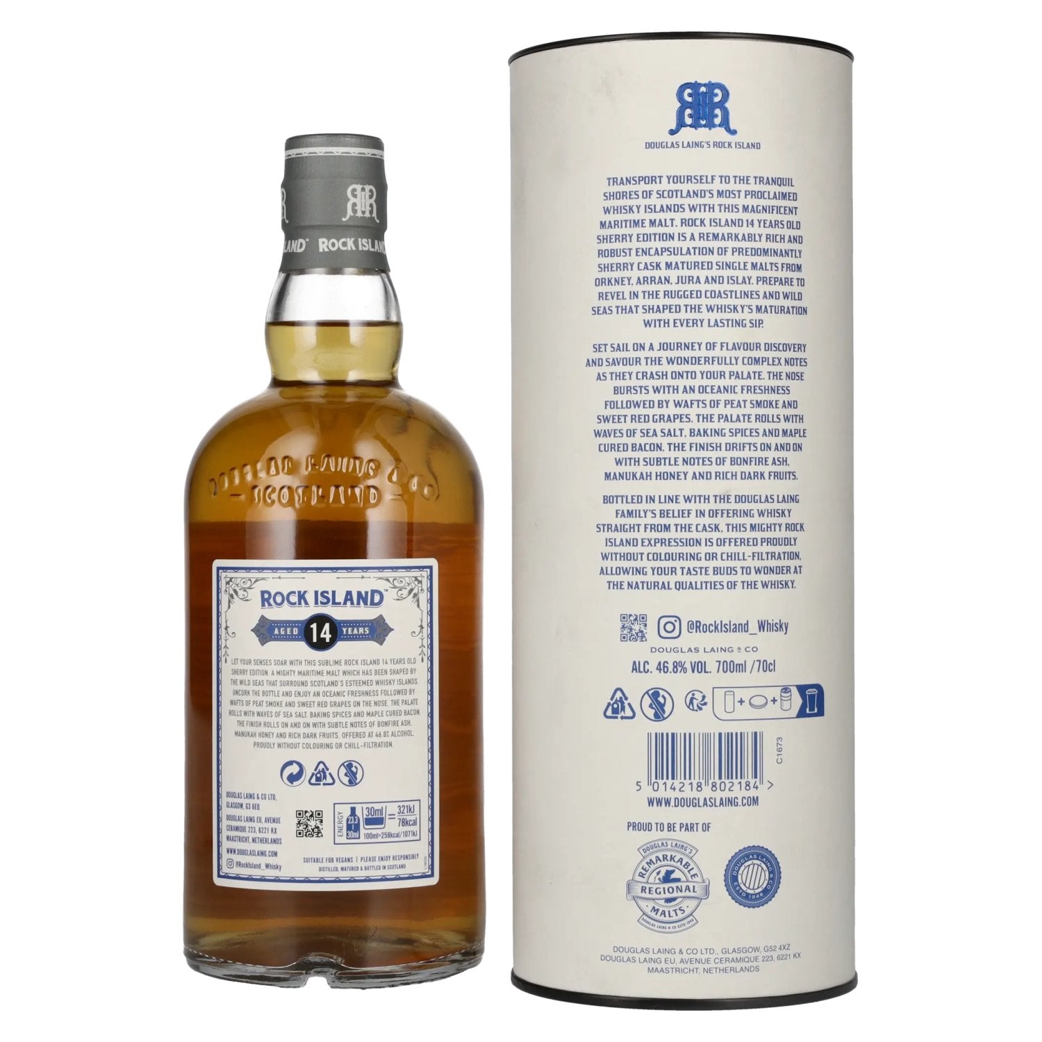 Douglas Laing ROCK ISLAND 14 Years Old Sherry Edition 46.8% Vol. 0.7L in Gift Box