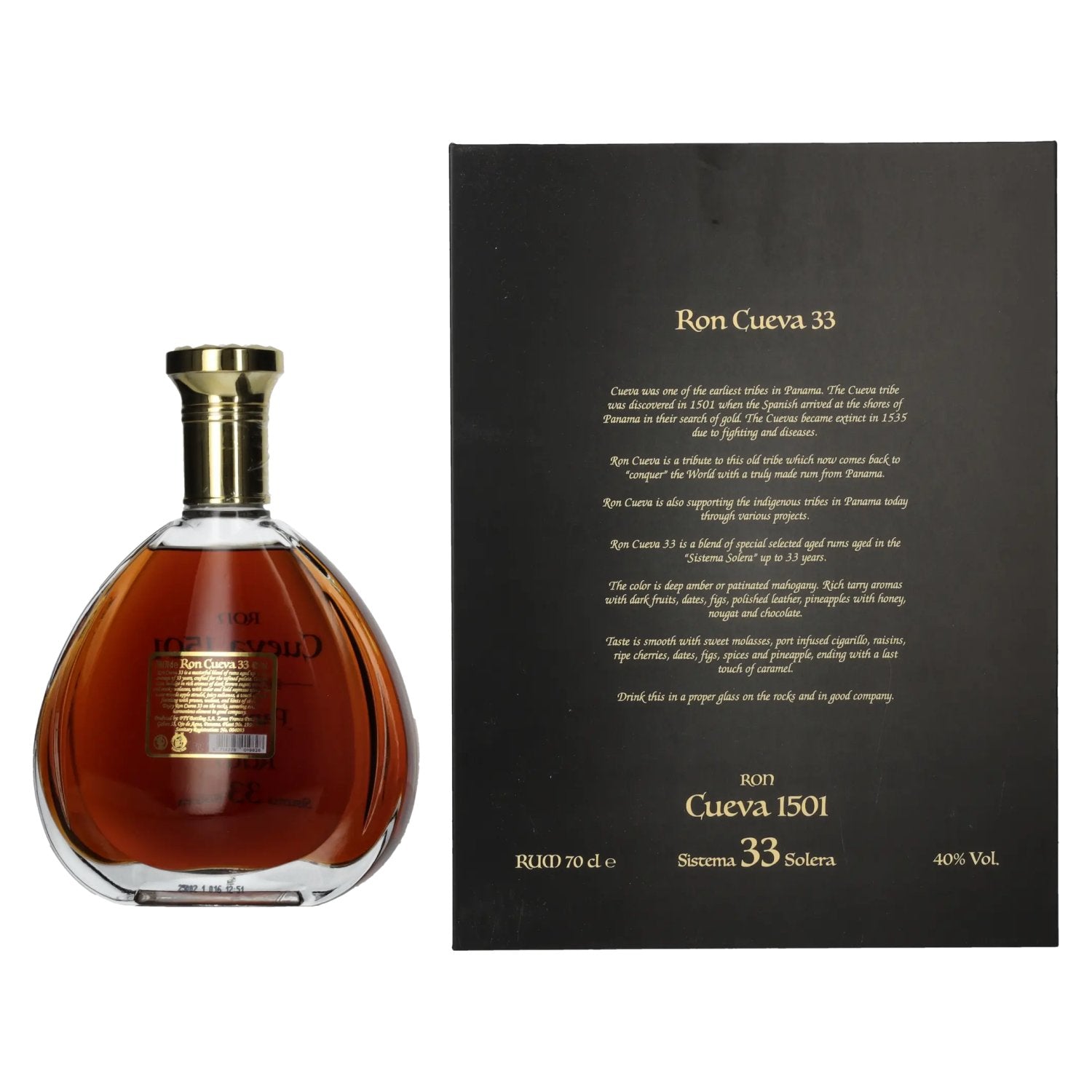 Ron Cueva 1501 Sistema 33 Solera Panama Rum 40% Vol. 0.7l in Gift Box